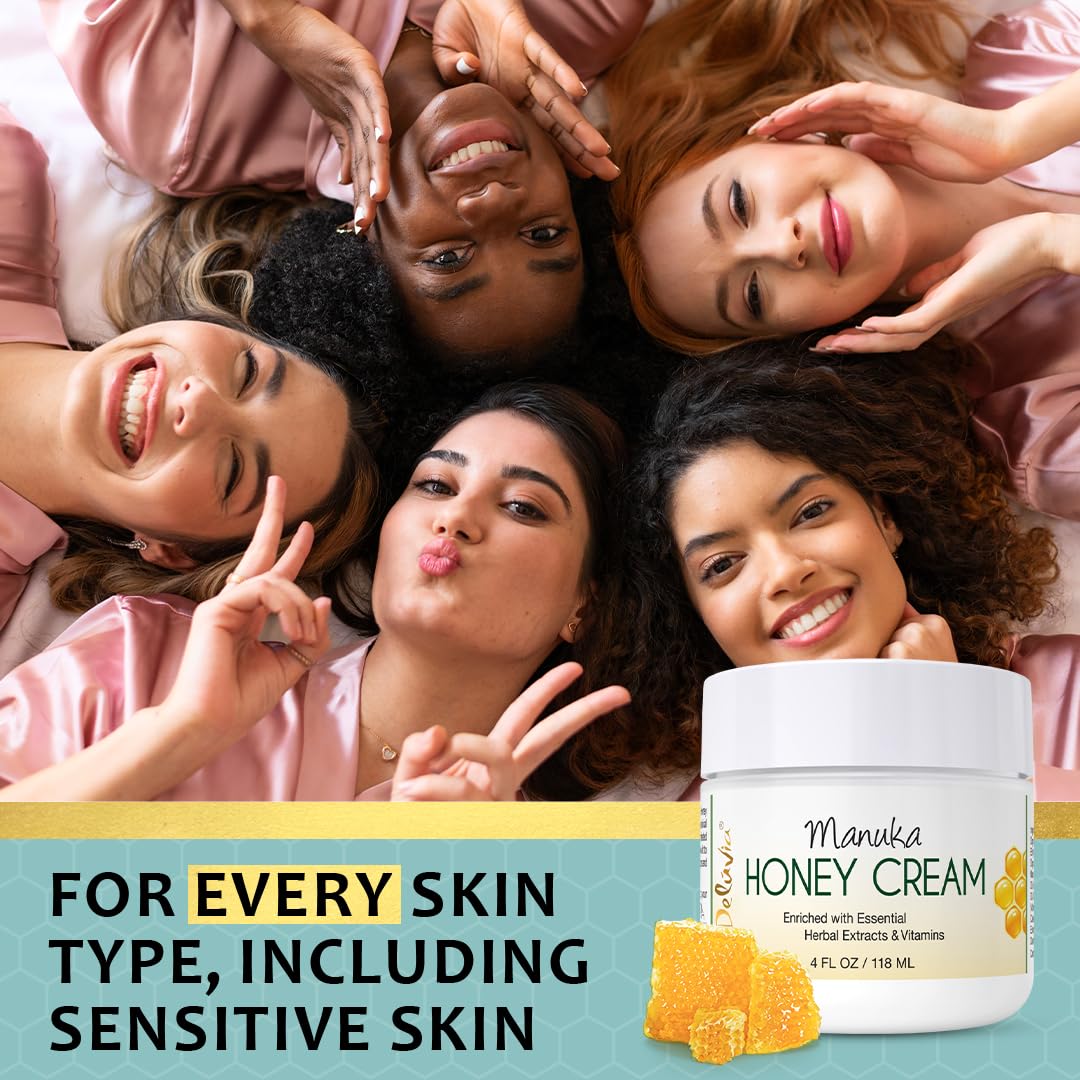 Deluvia Manuka Honey Cream | Hydrating & Soothing Moisturizer for Sensitive Skin | 4 oz