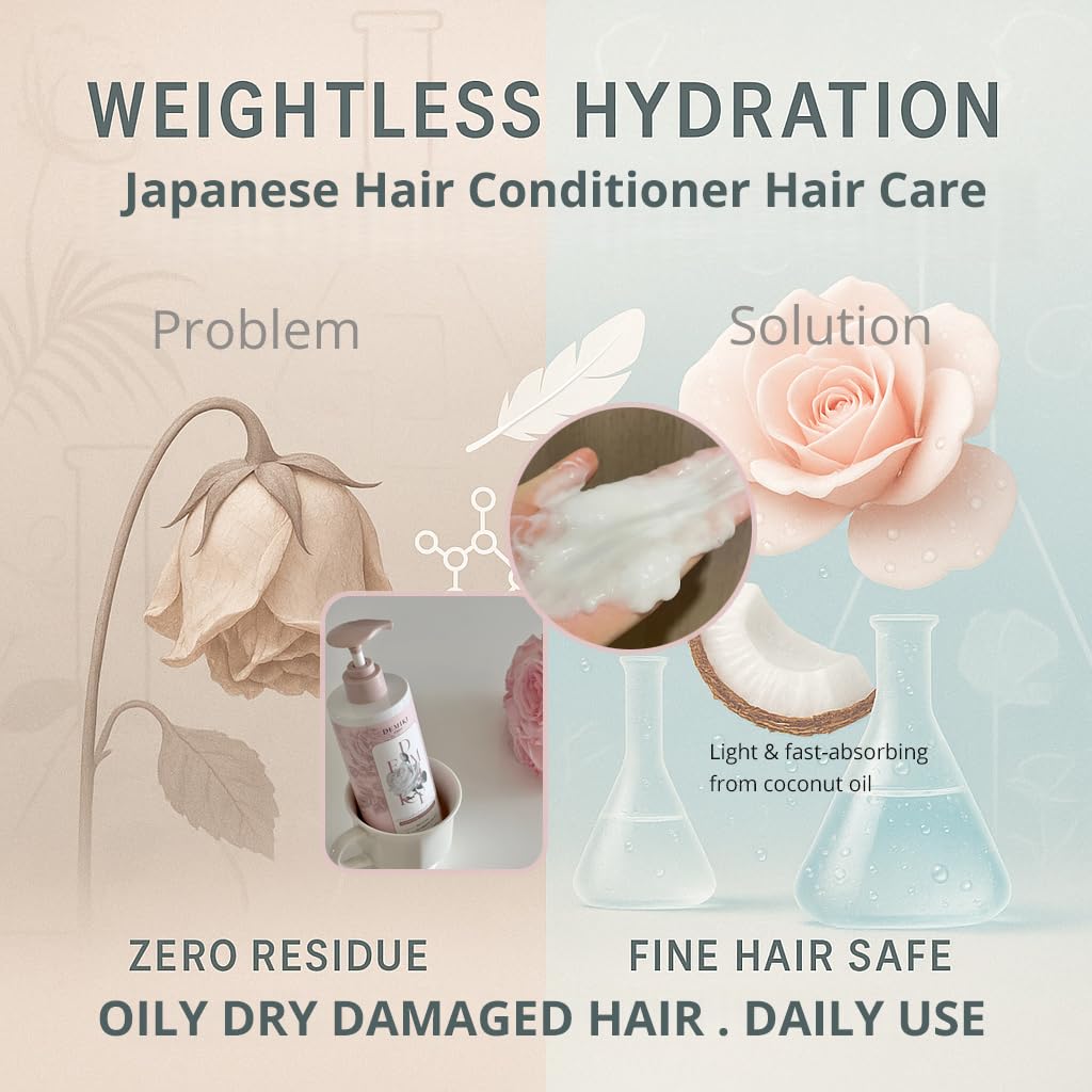 DEMIKI Japanese Conditioner with Keratin – Frizz Control & Color Safe, 450ml