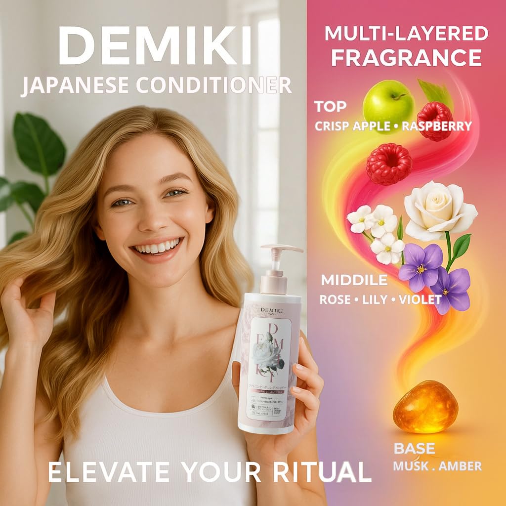DEMIKI Japanese Conditioner – Deep Keratin Care for Color-Safe Hair (450ml/16oz)