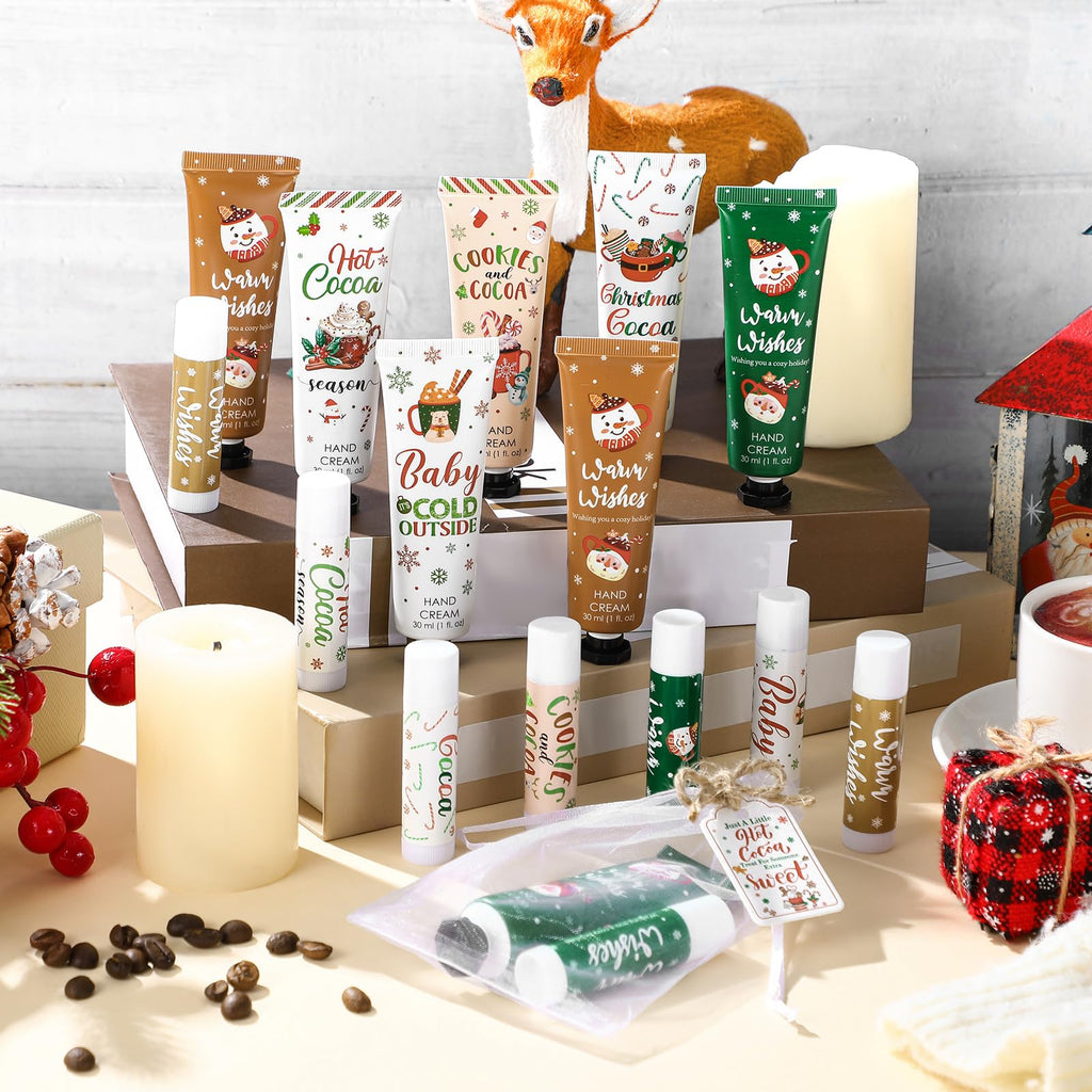Demissle Christmas Hot Cocoa Hand Cream & Lip Balm Gift Set – 72 Pcs Party Favors