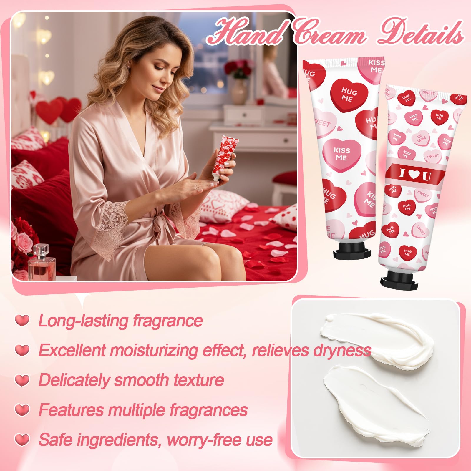 Demissle 24 Sets Valentine's Day Hand Cream & Lip Balm Gift Set – Galentine's Day Party Favors
