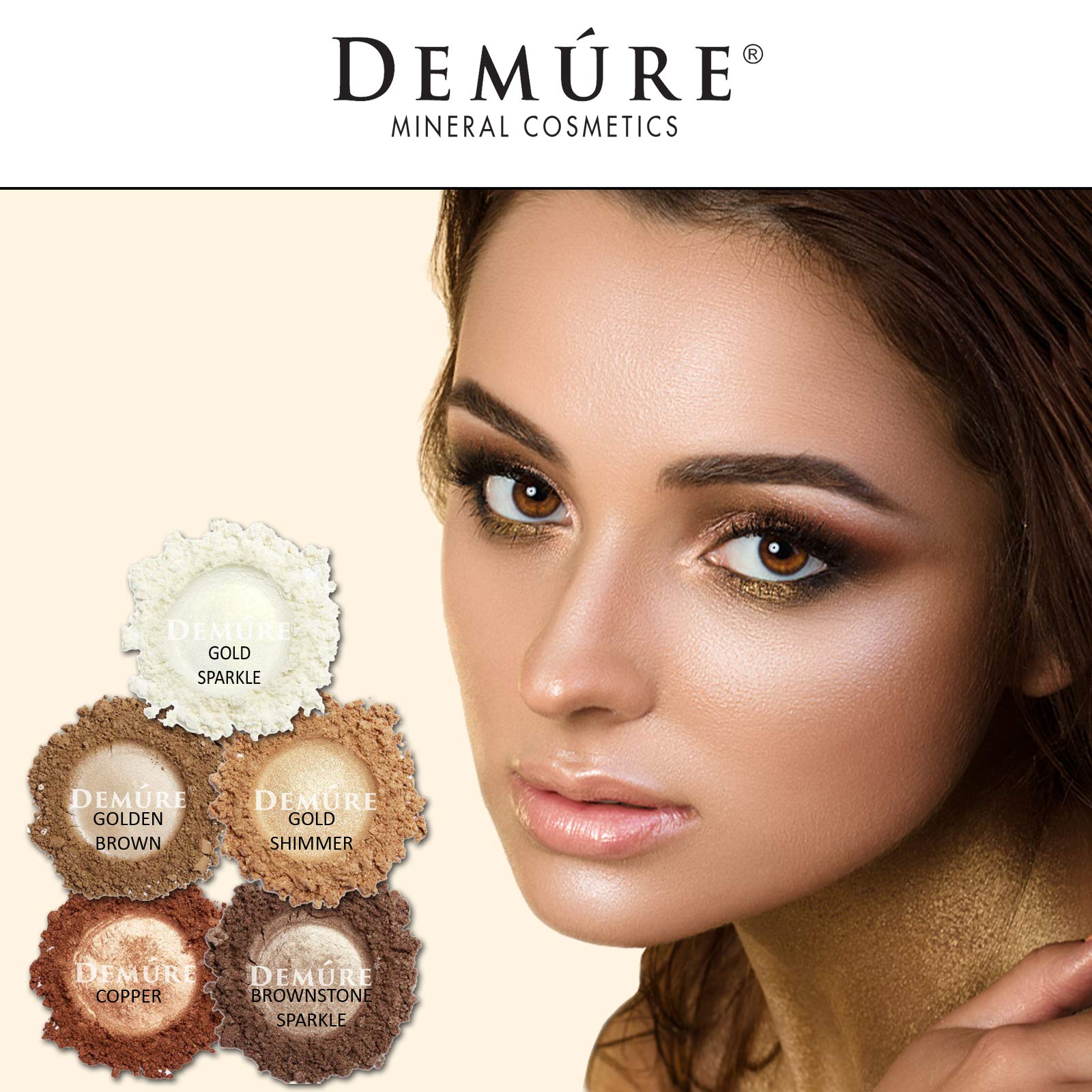 DEMÚRE Demure Mineral Glitter Eye Shadow – Gold Sparkle Shimmer (Loose Powder)