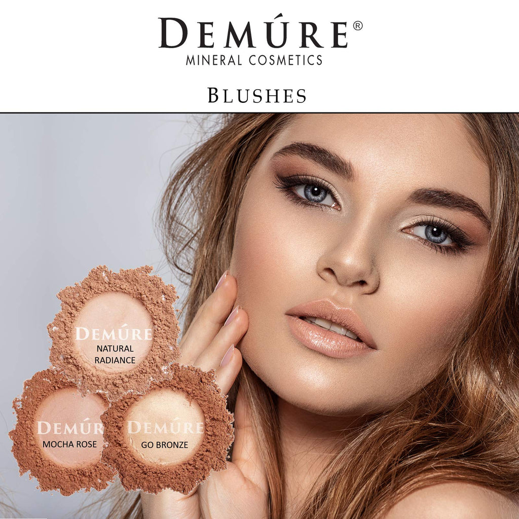 DEMURE Mineral Blush Makeup – Natural Radiance, Loose Powder, 12 Shades, Satin Finish, Cruelty Free
