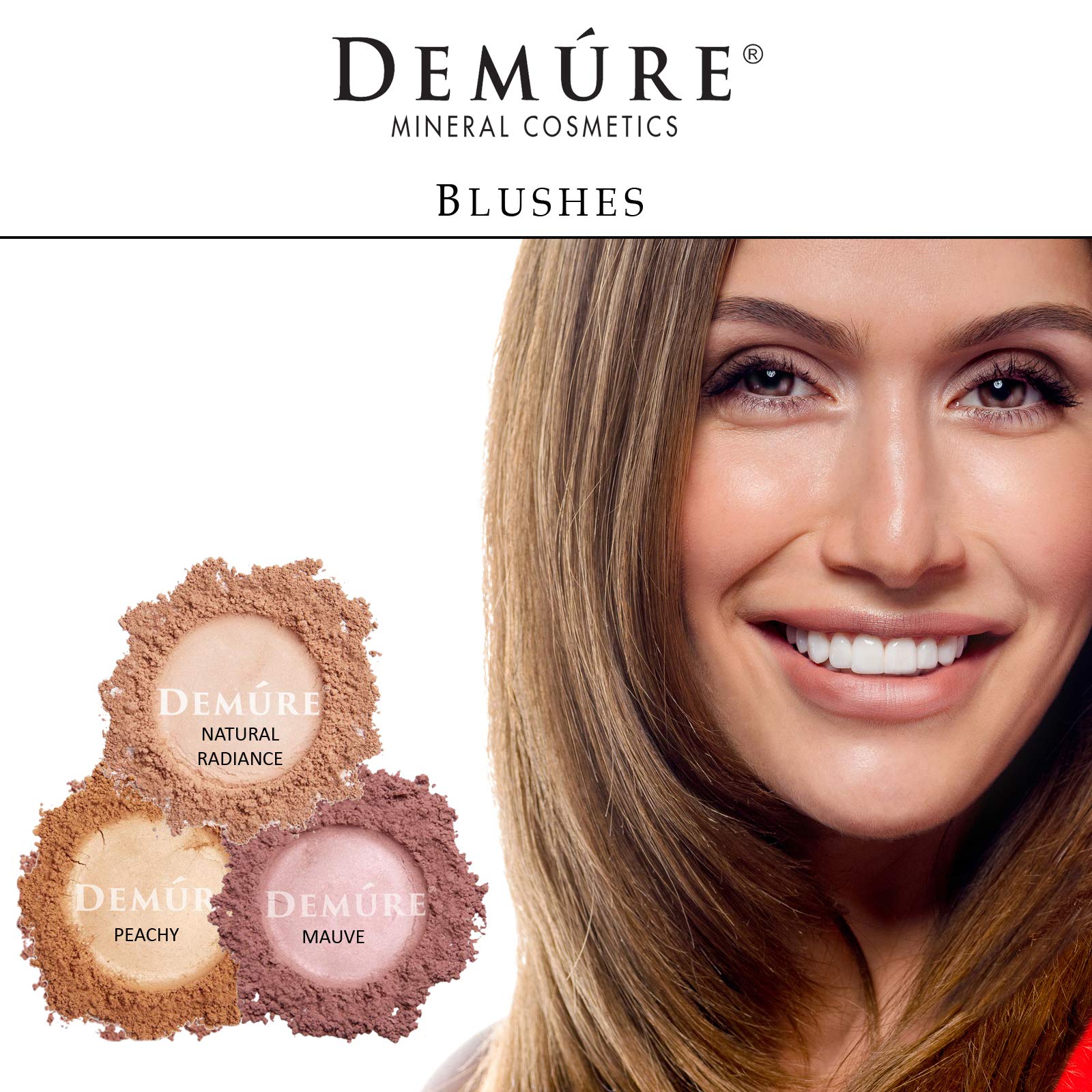 DEMURE Mineral Blush Makeup – Natural Radiance, Loose Powder, 12 Shades, Satin Finish, Cruelty Free