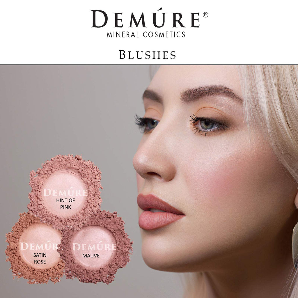 DEMÚRE Mineral Blush Makeup (Hint of Pink) – Loose Powder, Professional Grade, Cruelty-Free