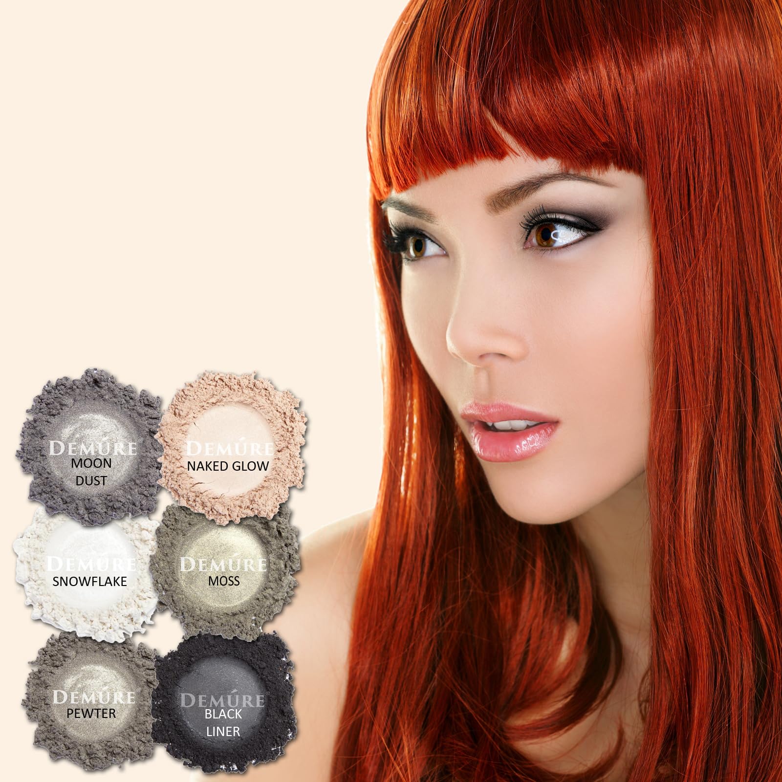 Demúre Snowflake Mineral Eye Shadow – Shimmer Loose Powder, 33 Natural Shades, Buildable Color