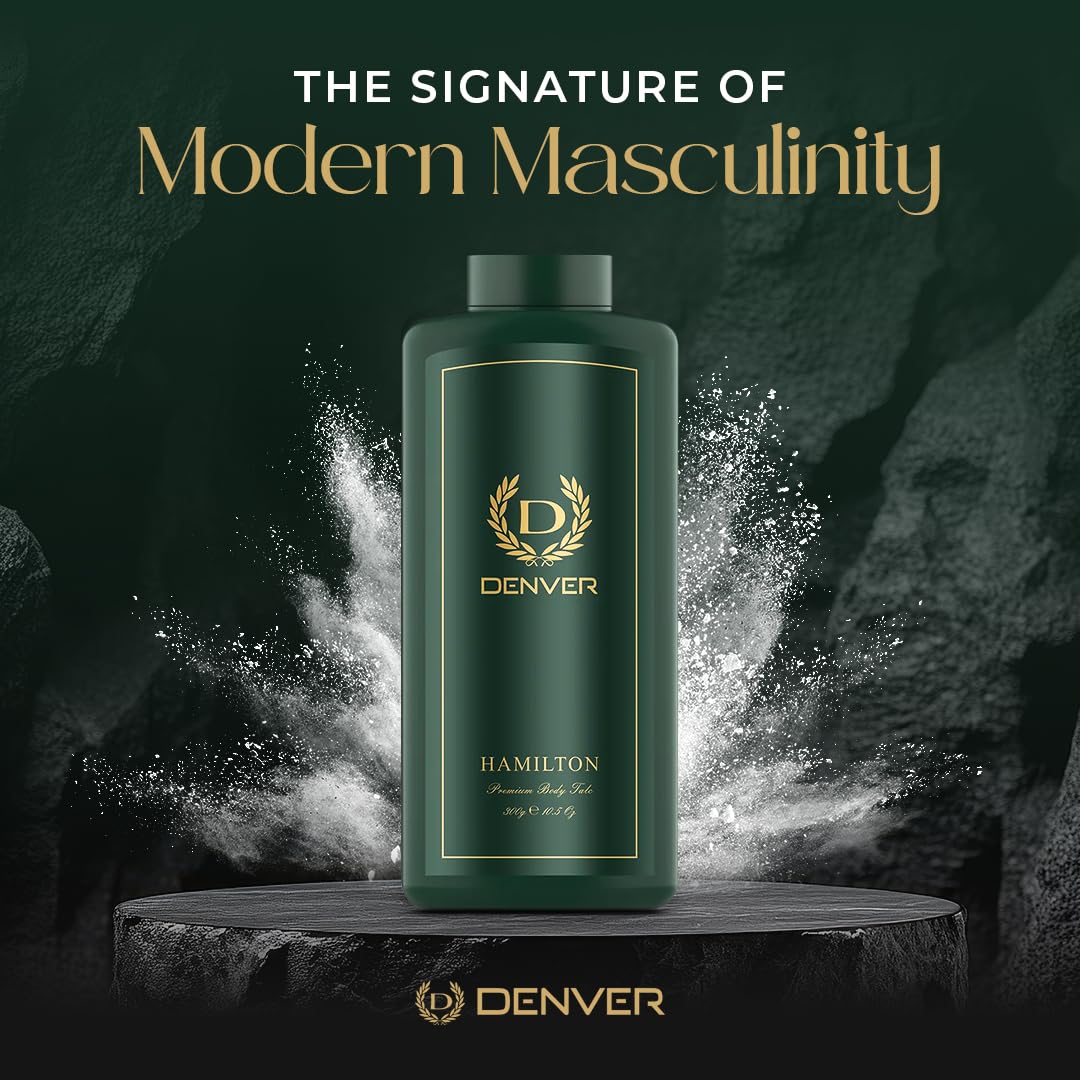 Denver Hamilton Premium Body Talcum Powder for Men – Long-Lasting Fragrance, Cooling Comfort