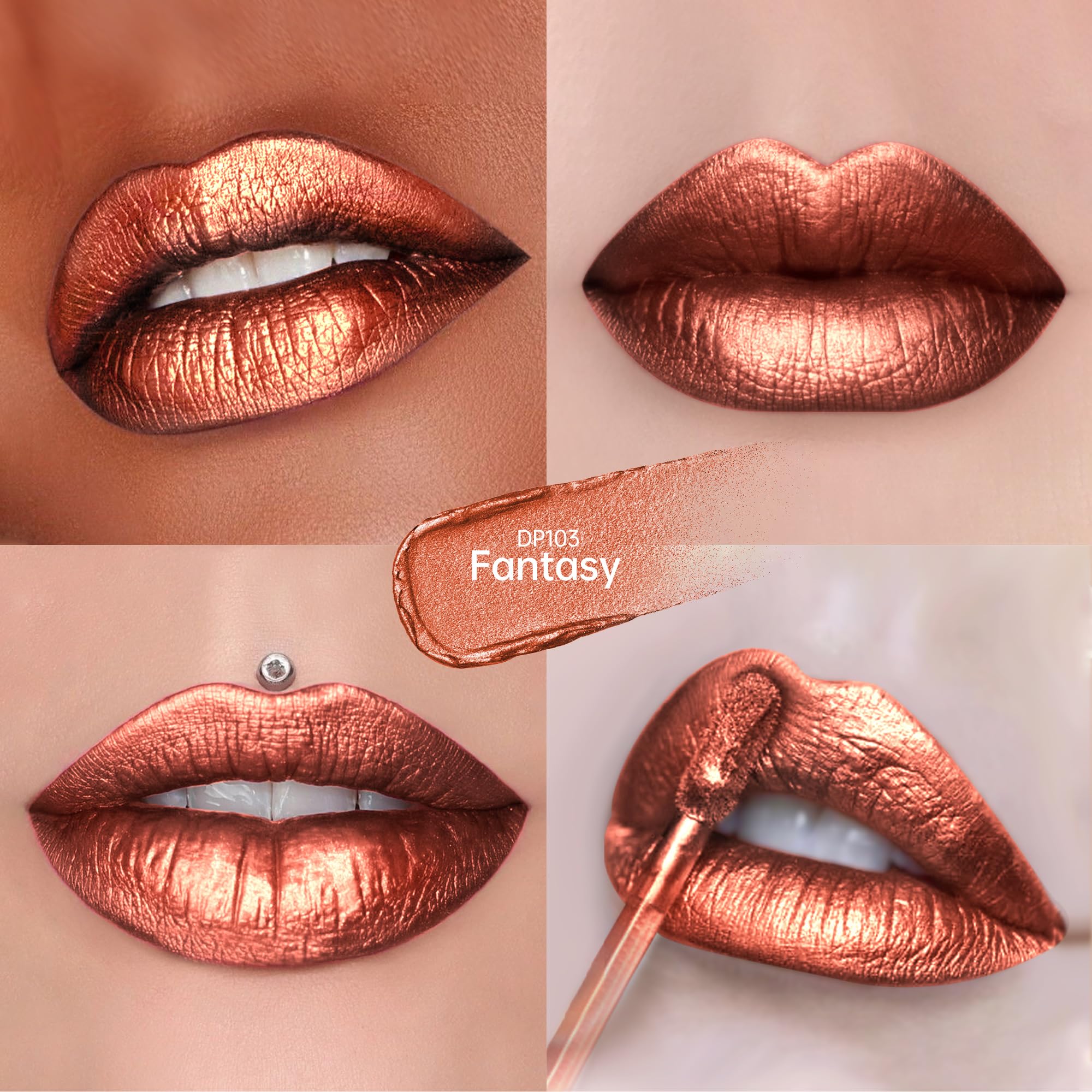 Depuplum 3Pc Metallic Lipstick Set for Women – Waterproof, Long-Lasting Shine DP103/104/114