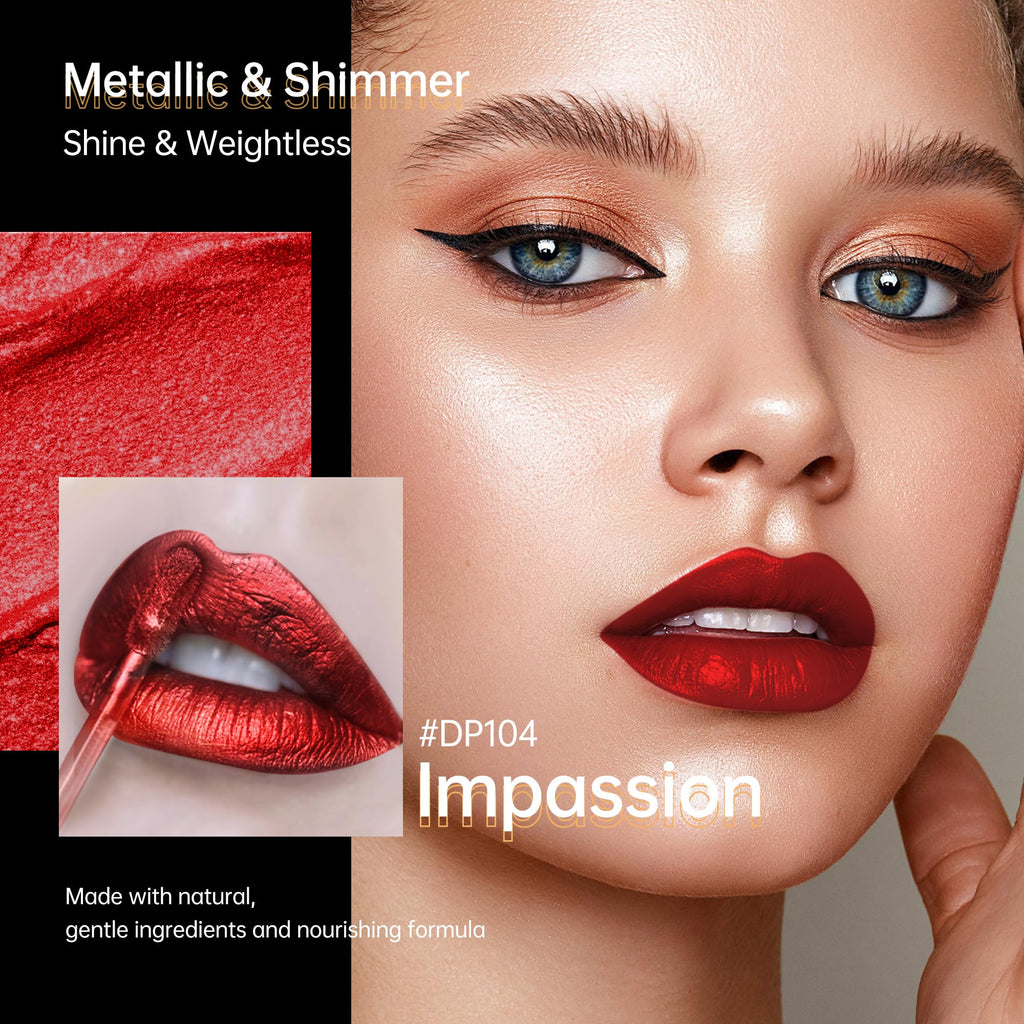 Depuplum 3Pc Metallic Lipstick Set for Women – Waterproof, Long-Lasting Shine DP103/104/114