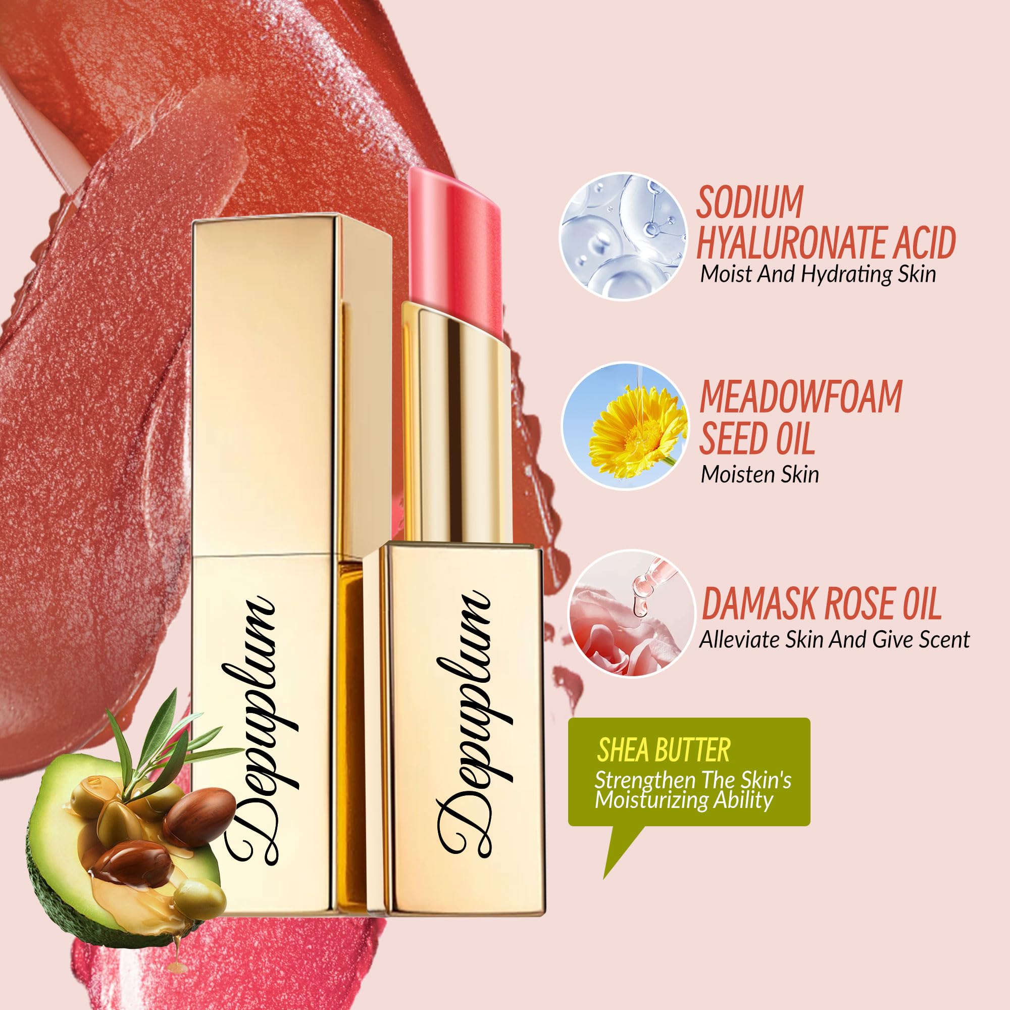 Depuplum Red Mulberry Nude Lipstick Set – Hydrating, Shimmer Lip Balm & Cruelty-Free Gloss (DM108/109/118)