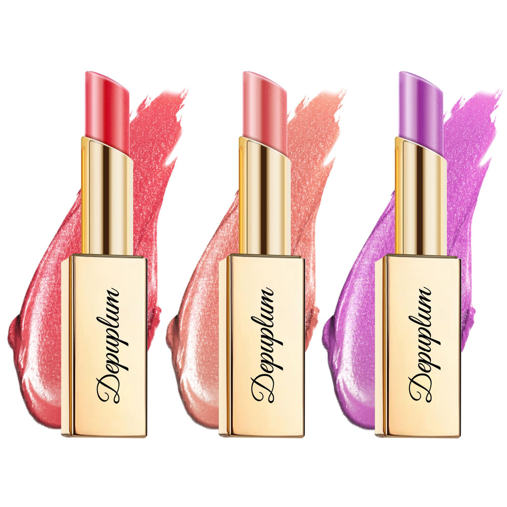 Depuplum Red Nude Purple Lipstick Set – Hydrating, Shimmer Lip Balm & Gloss (Cruelty-Free) DM108/118/122