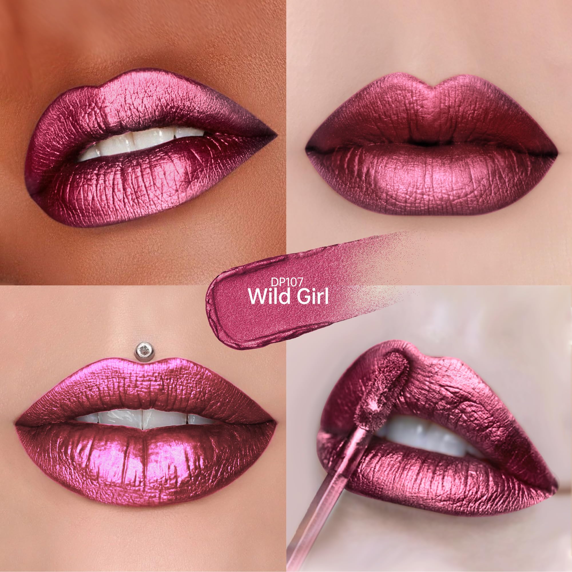 Depuplum 3Pc Metallic Lipstick Set – Dual Shine, Waterproof Lip Gloss DP103/DP104/107