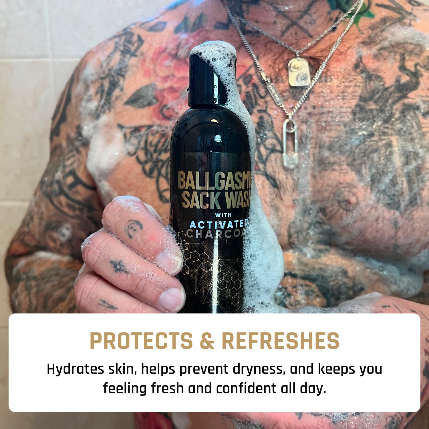 Derm Dude BallGasmic Ball Wash for Men – Anti-Chafe Charcoal Odor Control, Coconut Rush, 8oz