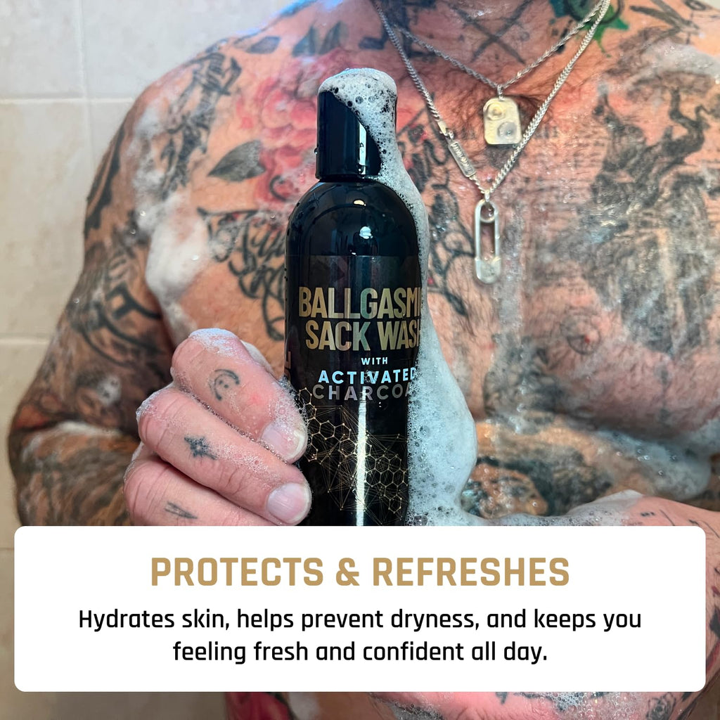 Derm Dude BallGasmic Ball Wash for Men – Anti-Chafing, Charcoal Odor Absorber, 8 oz