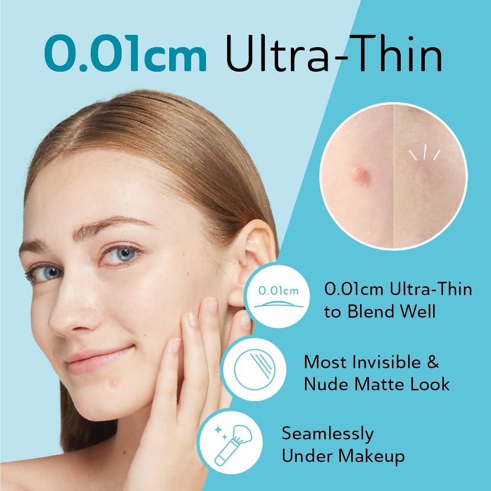 DERMA ANGEL Ultra Invisible Acne Patches for Cystic Acne – Day & Night Use, 48 Count, 3 Sizes