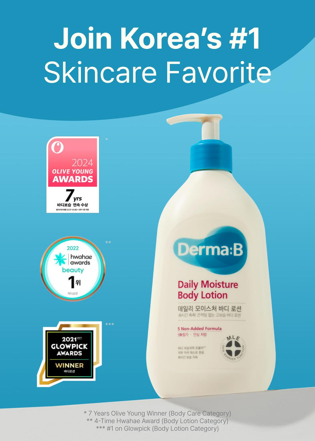 Derma B Daily Moisture Body Lotion - Long-Lasting Hydration for Sensitive Skin | 13.5 oz