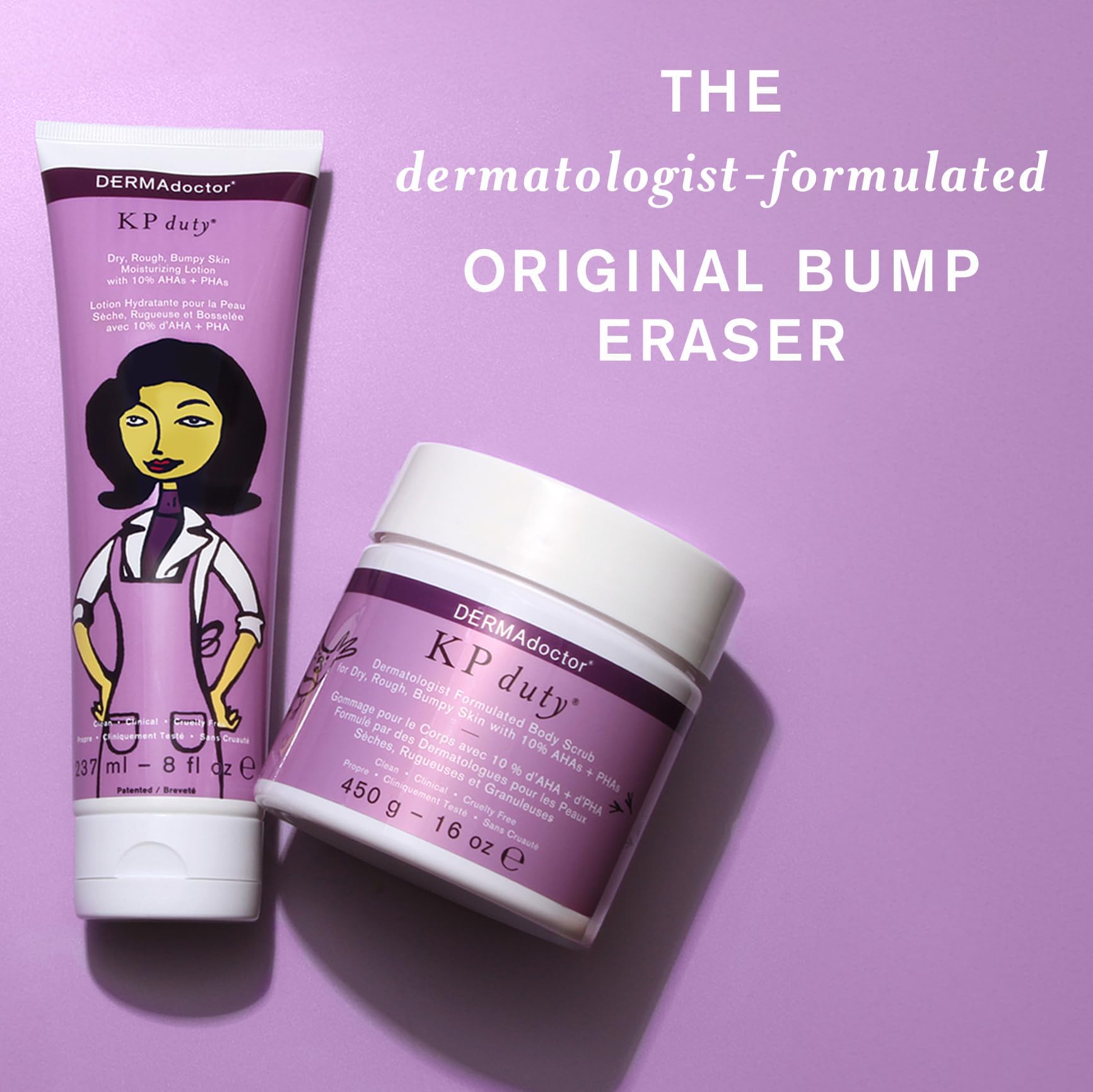 DERMAdoctor KP Bump Eraser Body Scrub & Lotion Kit | 10% AHAs + PHAs