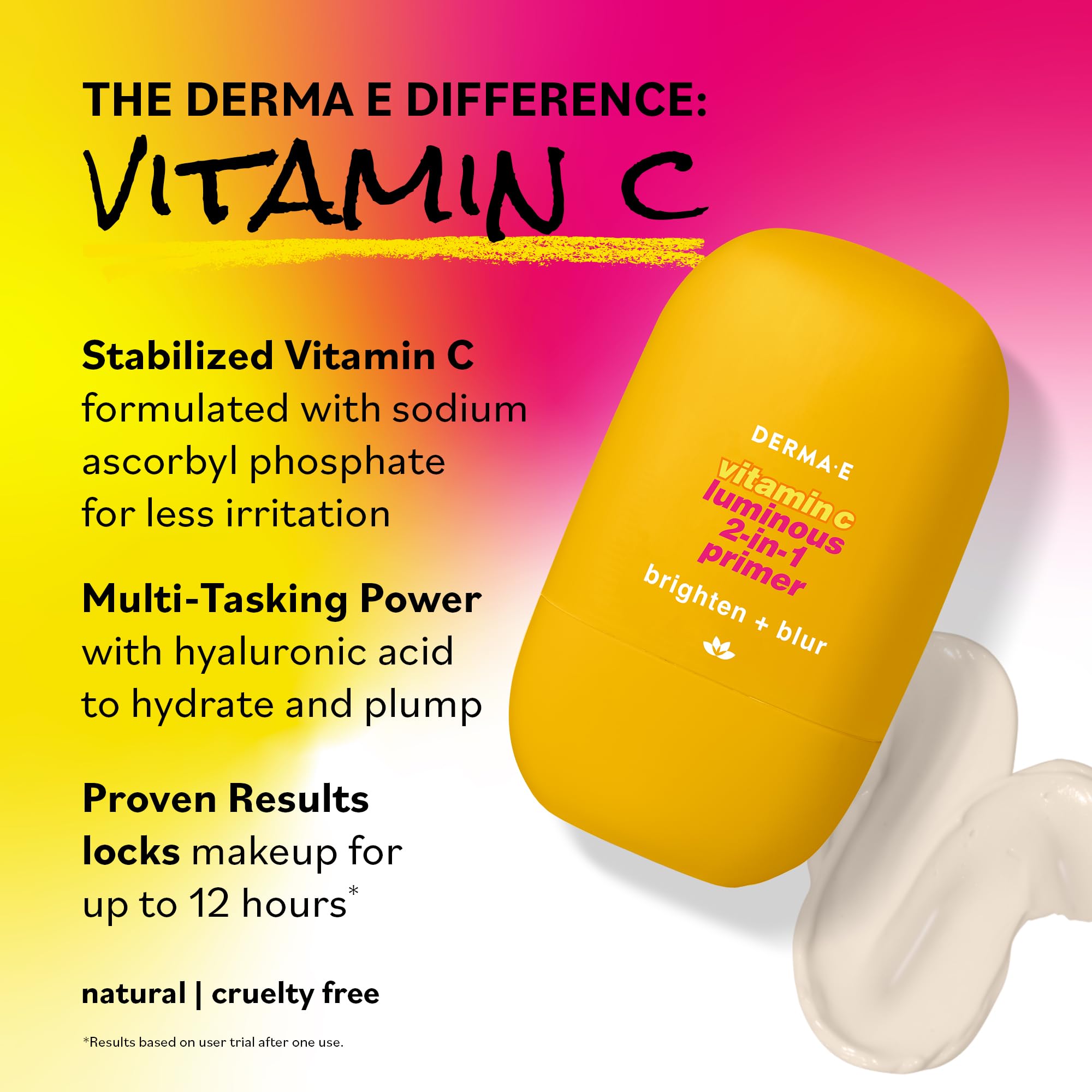DERMA E Face Primer Vitamin C Luminous – 2-in-1 Brighten & Blur, 1 oz