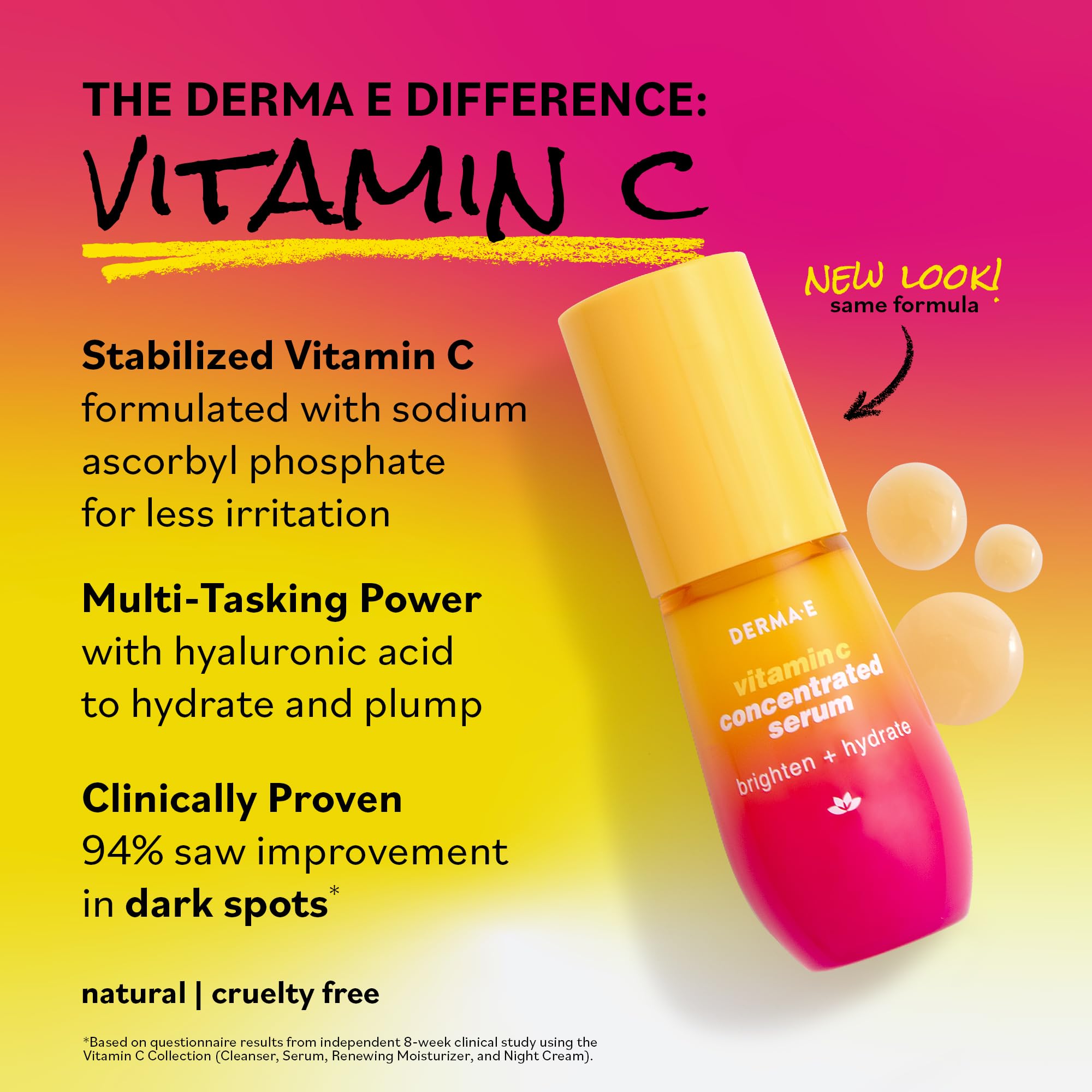 Derma E Vitamin C Serum with Hyaluronic Acid – All Natural Brightening & Hydrating Facial Serum, 1oz