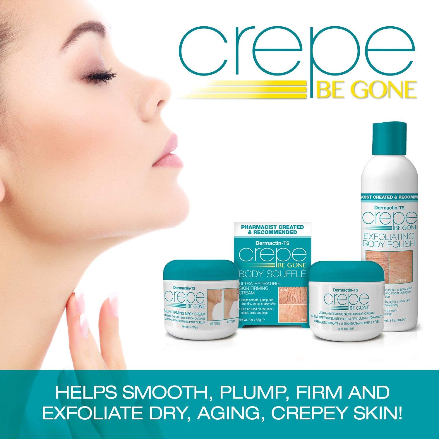 Dermactin Crepe Be Gone Body Souffle – Ultra Hydrating Cream for Crepey Skin | Classic 3 oz