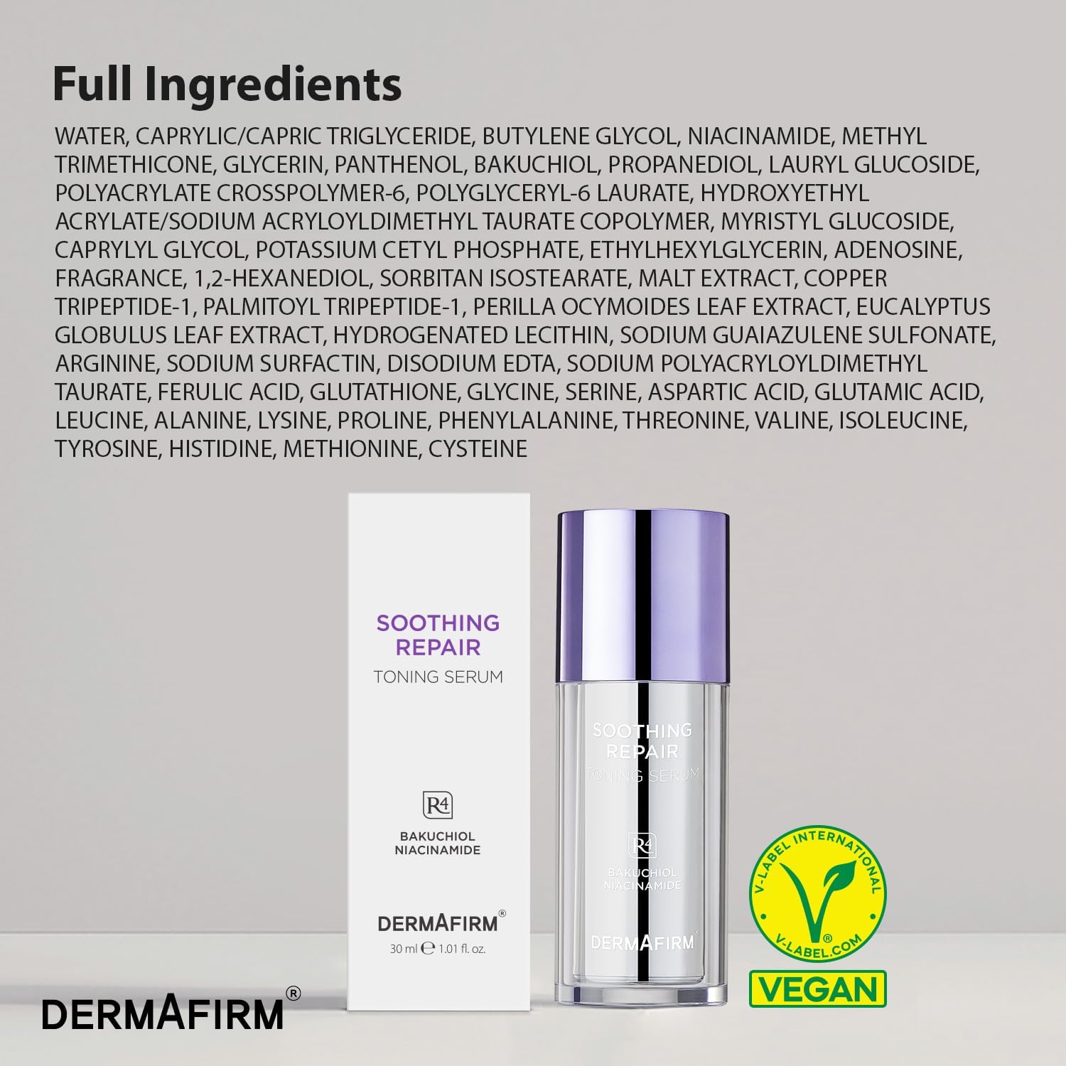 DERMAFIRM Bakuchiol Retinol Serum with Niacinamide & Peptides – Glass Skin R4