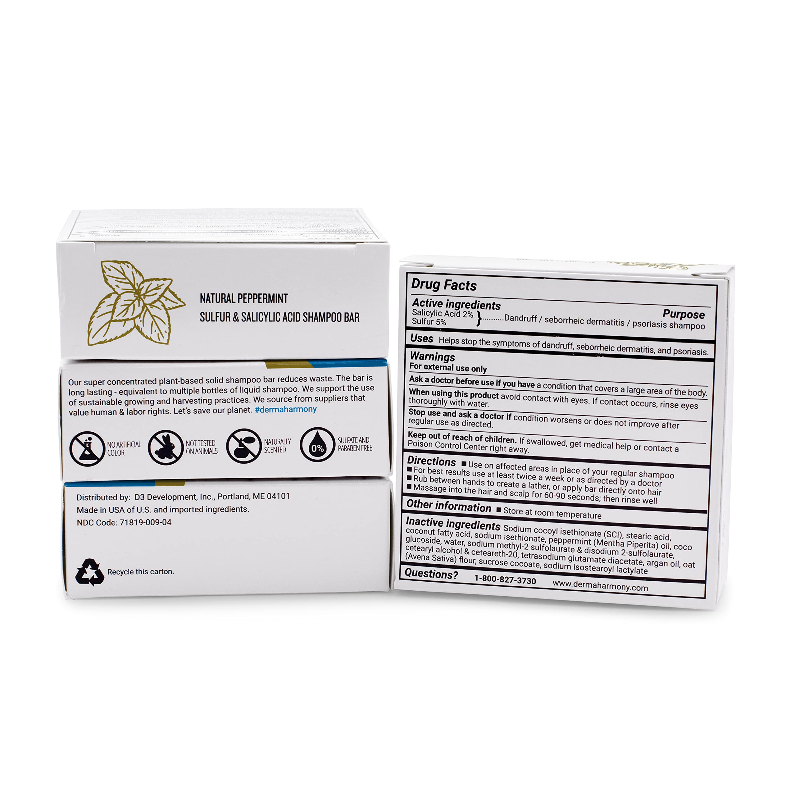Dermaharmony 5% Sulfur 2% Salicylic Acid Shampoo Bar – Dandruff Care Pack of 2 (4 oz each)