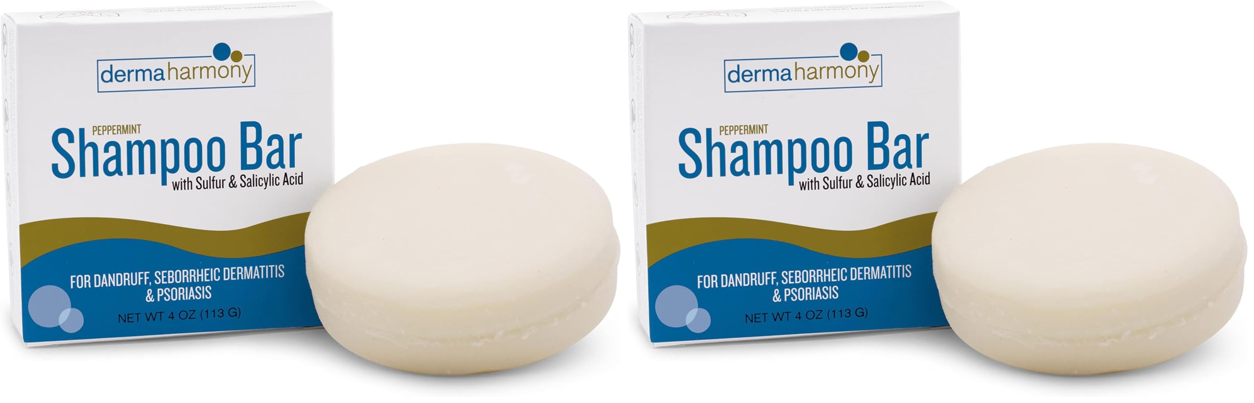 Dermaharmony 5% Sulfur 2% Salicylic Acid Shampoo Bar – Dandruff Care Pack of 2 (4 oz each)