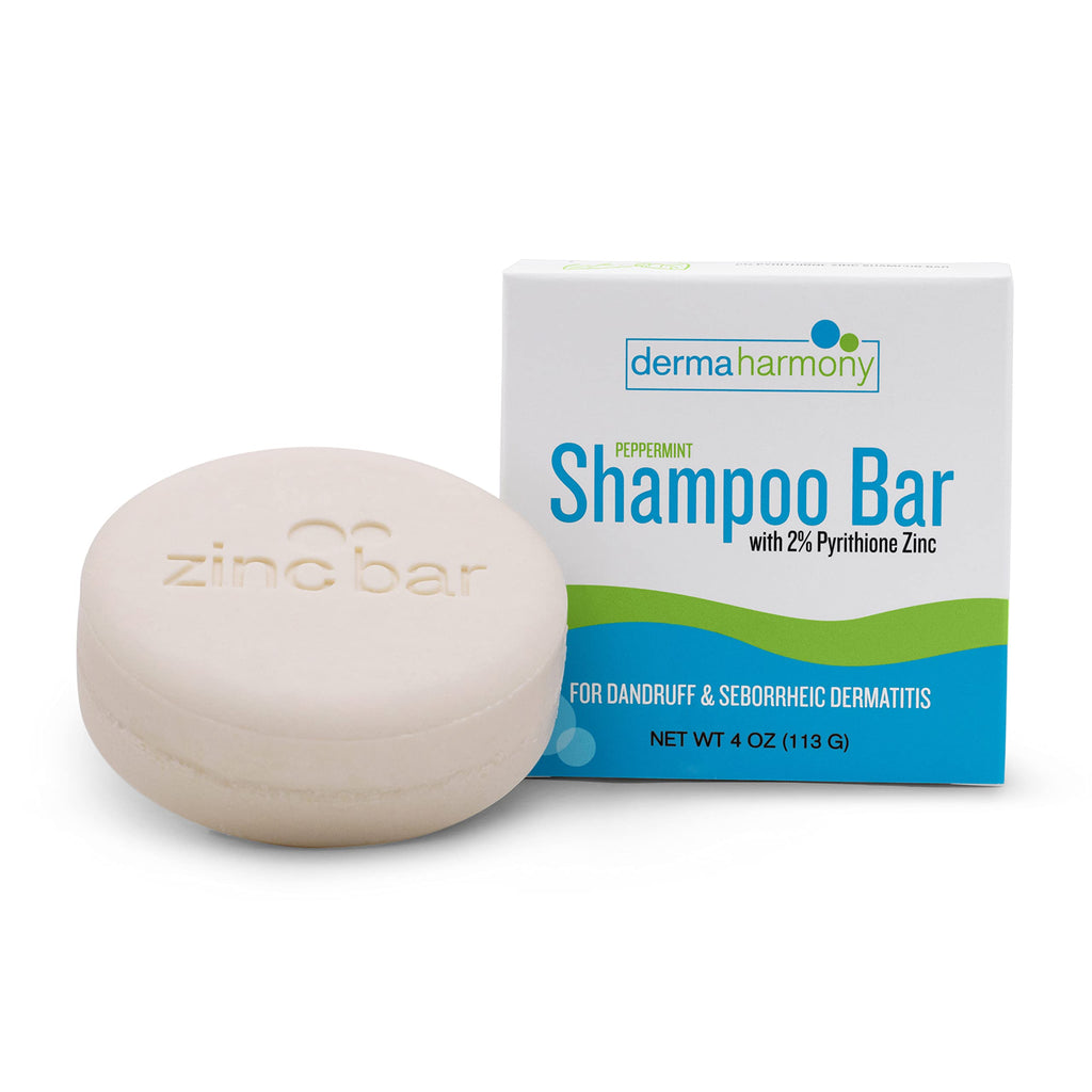 DermaHarmony 2% Pyrithione Zinc Shampoo Bar with Peppermint – Dandruff & Seborrheic Dermatitis (Pack of 2, 4 oz each)