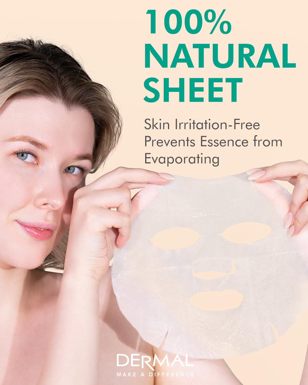 DERMAL Aloe Collagen Essence Mask – 23g Sheet Mask Pack of 100 | Hydrating & Soothing