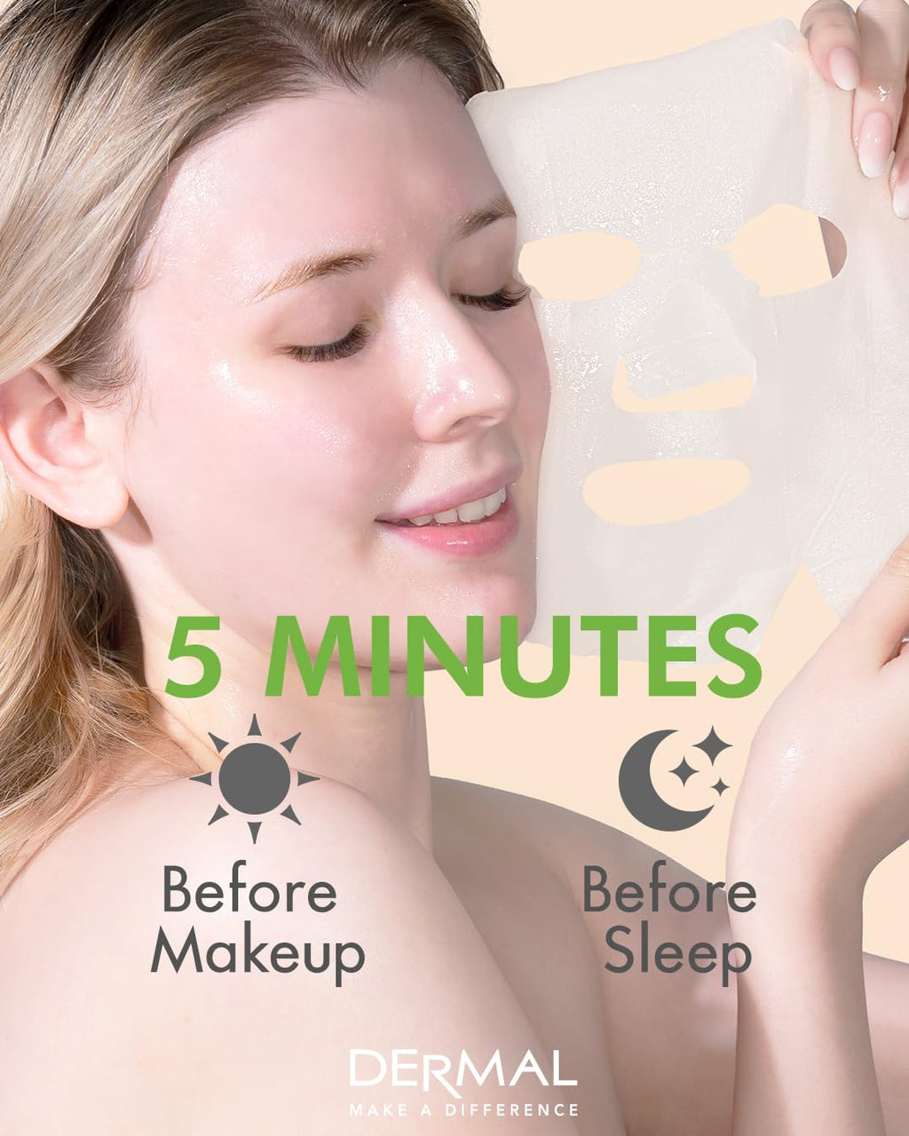DERMAL Cucumber Collagen Essence Facial Mask Sheet 23g Pack of 10 – Soothing & Moisturizing