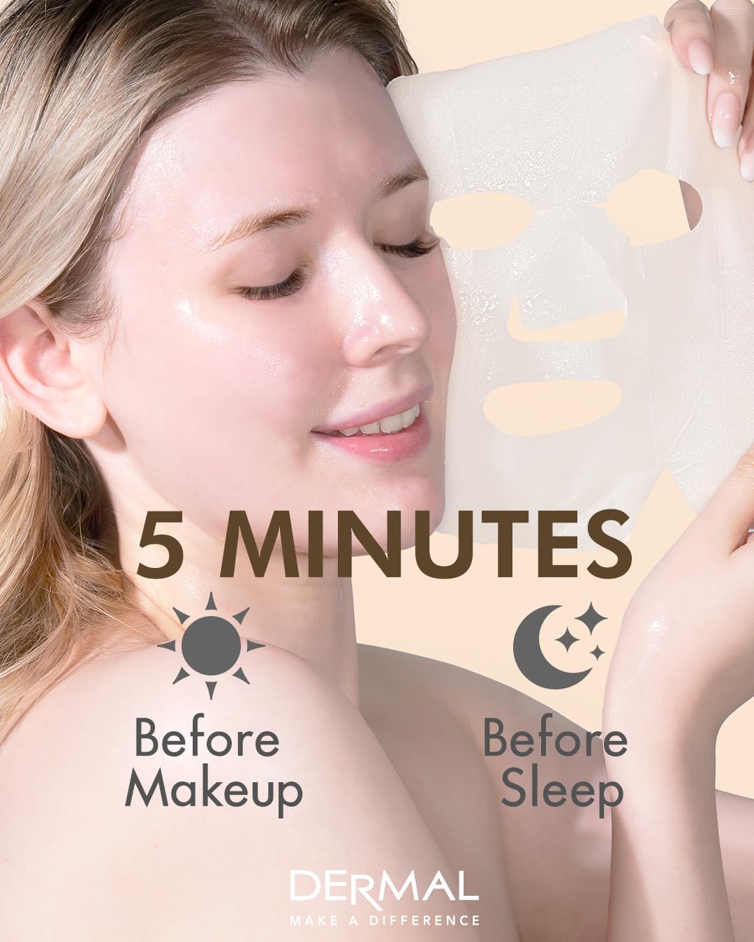 DERMAL Snail Collagen Essence Facial Mask Sheet Pack of 10 – Hydration, Glow & Acne-Prone Skin Care