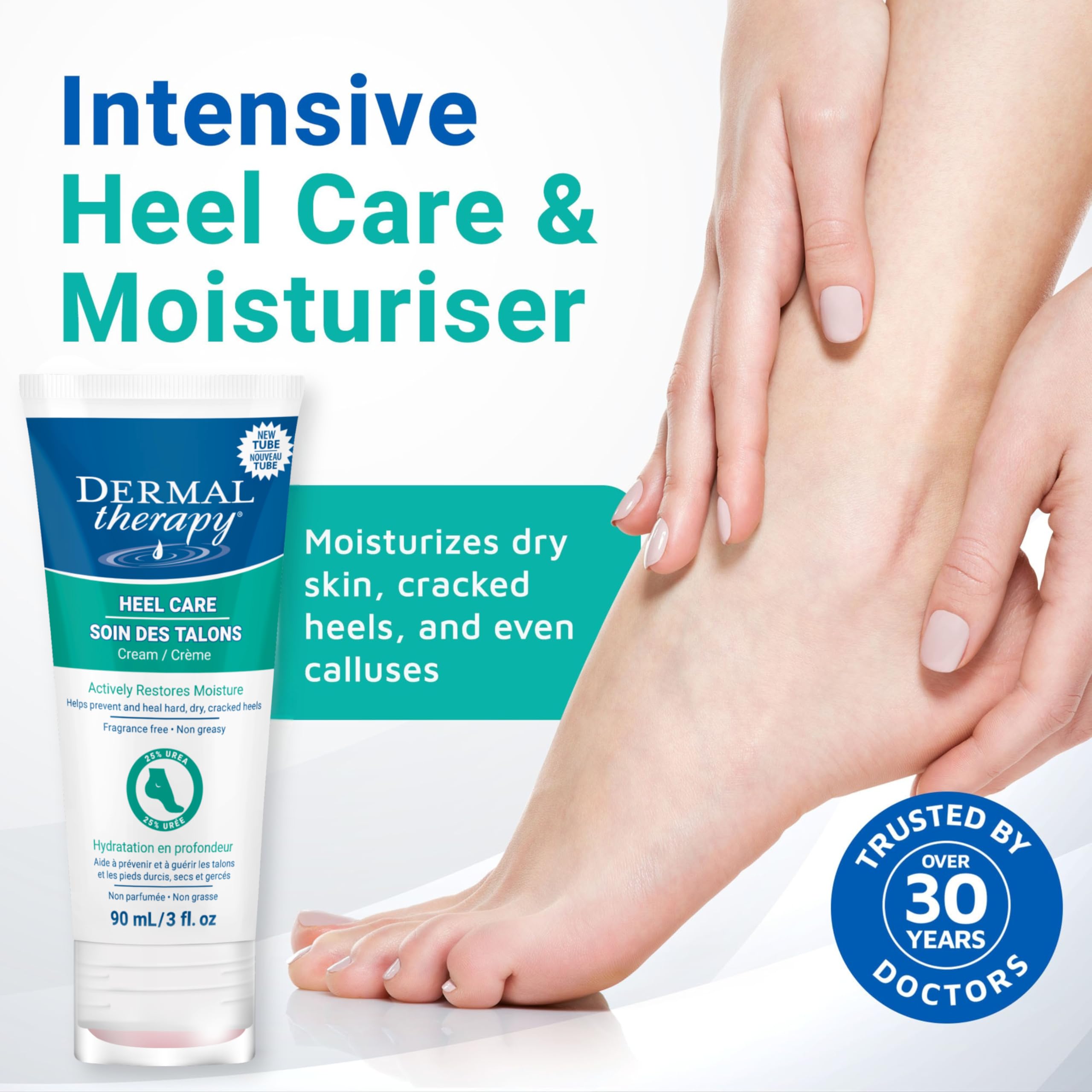 Dermal Therapy Heel Care Cream – Intensive Foot Moisturizer with Urea & AHAs | Non-Greasy