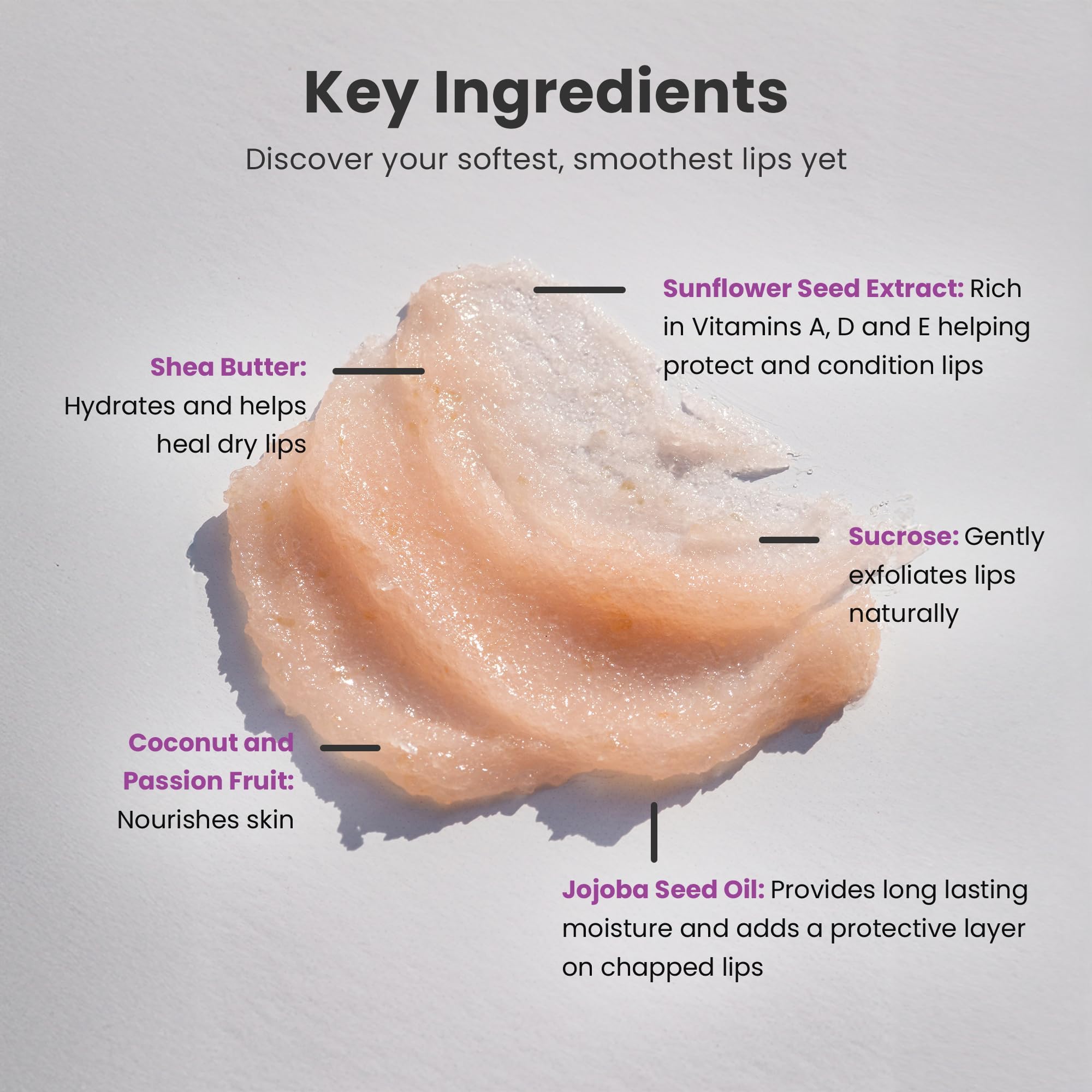 Dermasuri Lip Exfoliator Scrub & Moisturizer – Coconut Passion Fruit, 20g