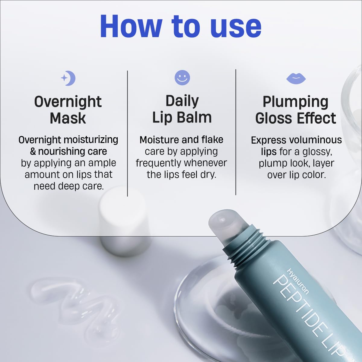 DERMATORY Hyalluron Peptide Volume Lip Mask Balm – Hydrating Lip Mask for Day & Night (10ml)