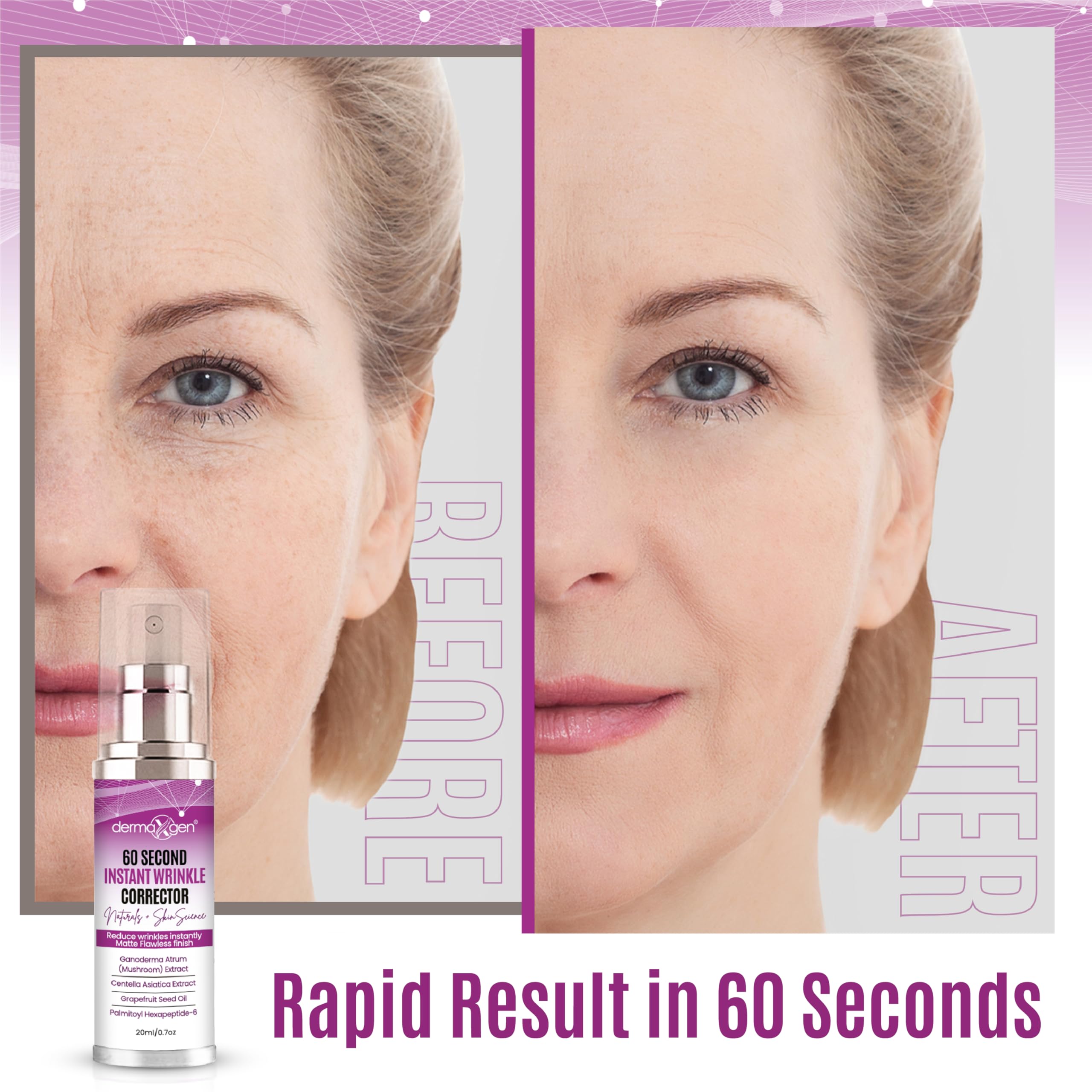 DERMAXGEN Instant Face Lift & Wrinkle Remover – Plant-Based Peptide Spray for Firm, Radiant Skin (0.7 fl oz / 20 ml)