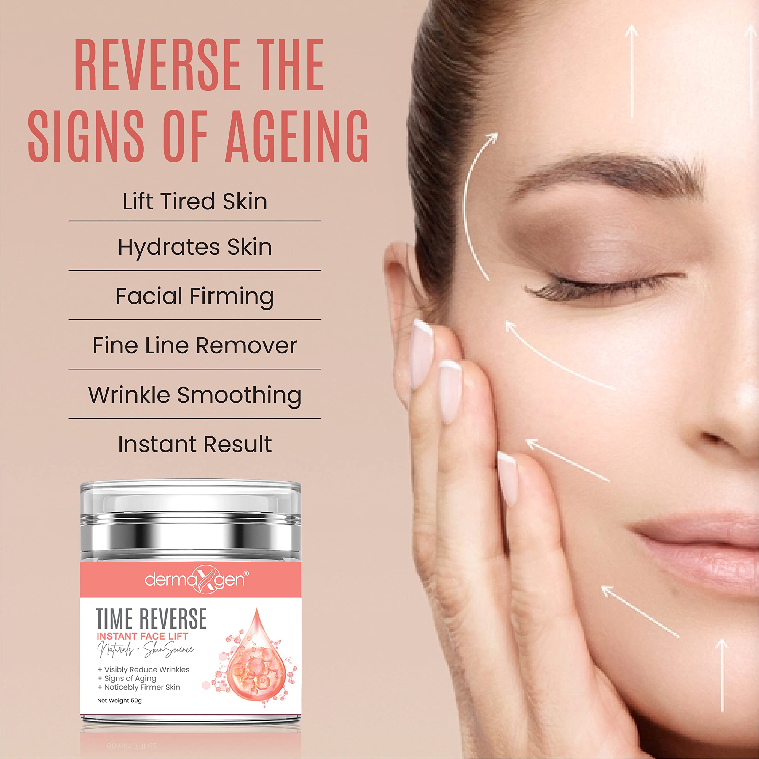 DERMAXGEN Time Reverse Facial Cream – Instant Lift for Neck, Chest & Skin
