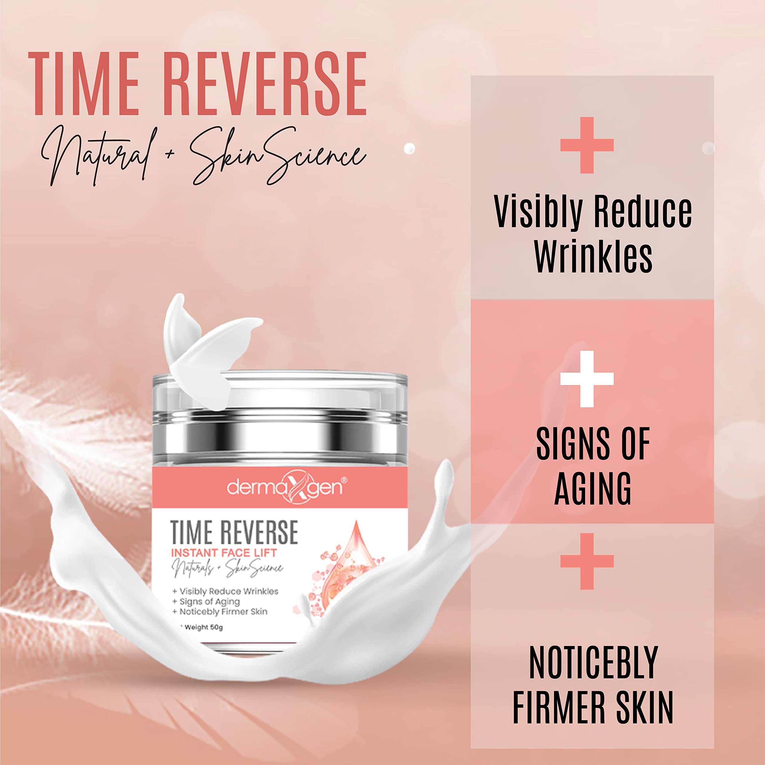 DERMAXGEN Time Reverse Facial Cream – Instant Lift for Neck, Chest & Skin