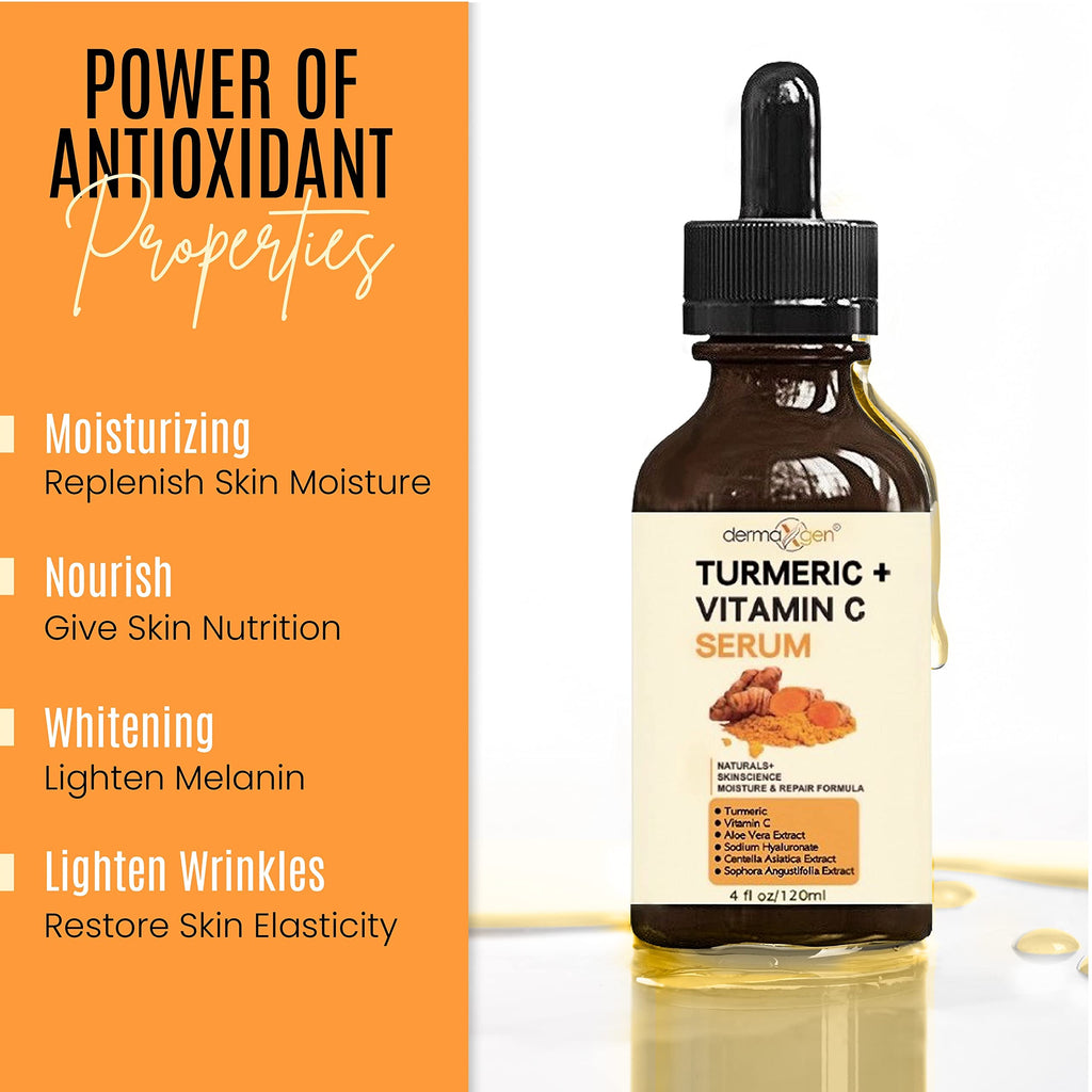 DERMAXGEN Turmeric Serum + Vitamin C — Glow-Boosting Organic Moisturizer (4 oz)