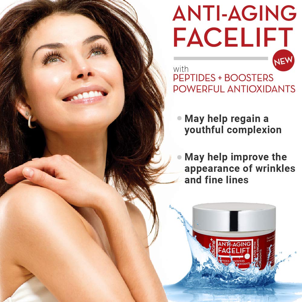 Dermedicine Natural Anti-Aging Facelift Cream – Retinol, Peptides, Hyaluronic Acid