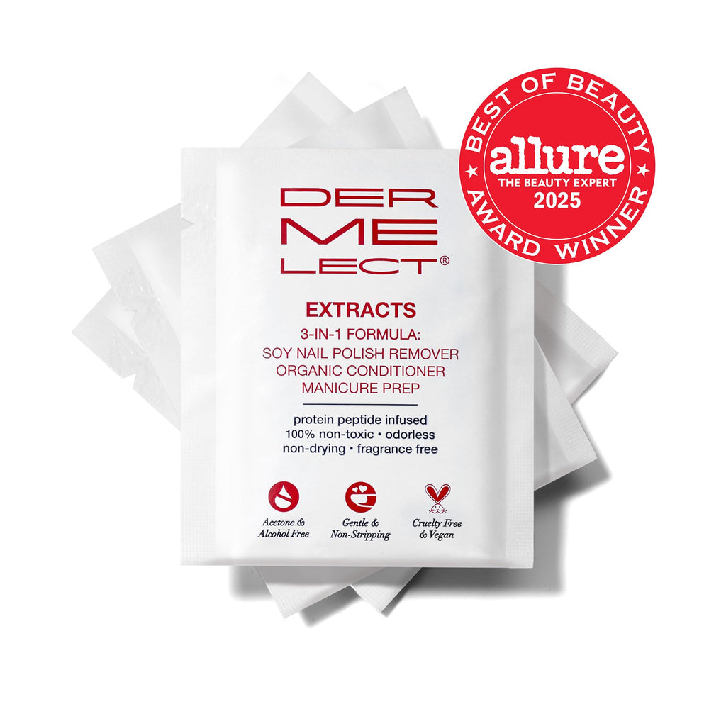 Dermelect Extracts 3-in-1 Soy Nail Polish Remover Wipes – Scentless, Acetone-Free (10 Pack)