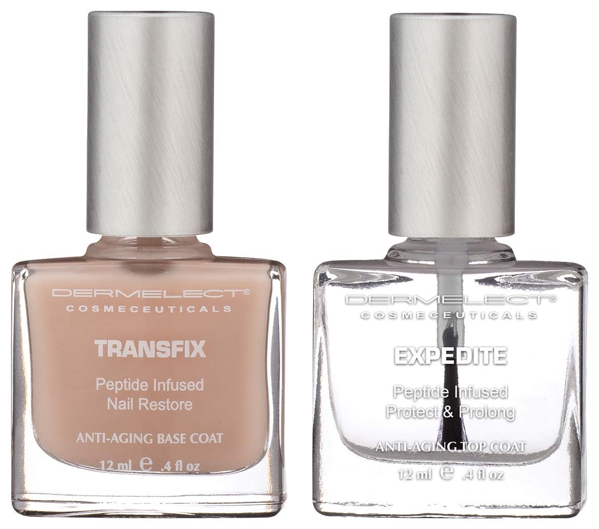 Dermelect Natural Nail Repair Kit for Damaged Nails – Peptide-Infused Base & Top Coats
