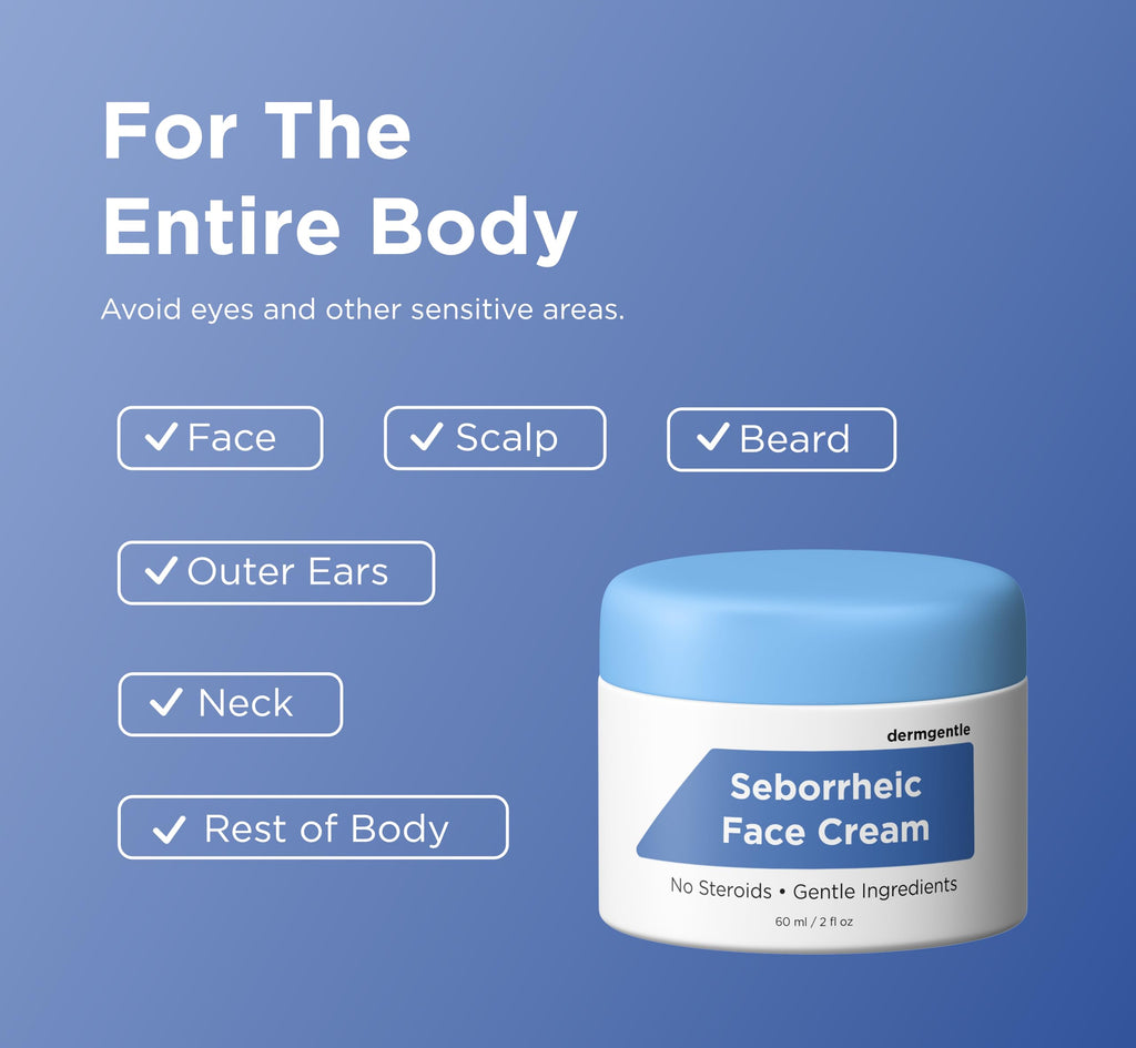 Dermgentle Seborrheic Dermatitis Face Cream — Sensitive Skin, MCT Oil & Squalane, No Steroids