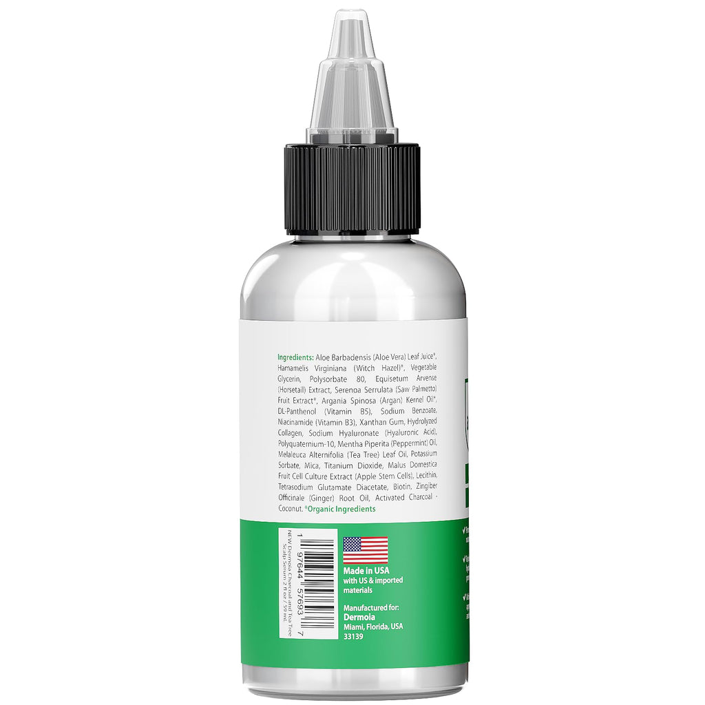 DERMOIA Scalp Serum with Charcoal & Tea Tree – Fragrance-Free Scalp Moisturizer