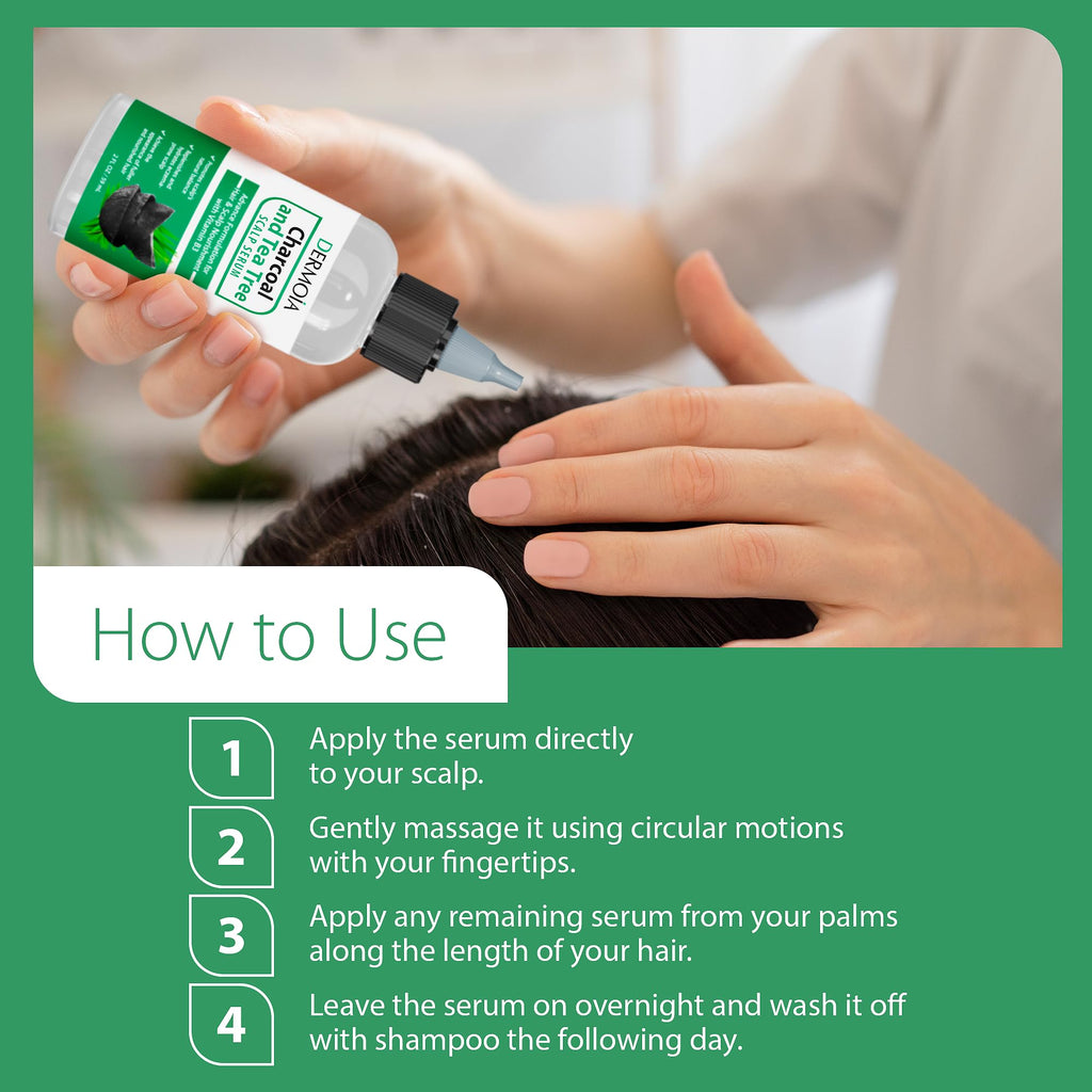 DERMOIA Scalp Serum with Charcoal & Tea Tree – Fragrance-Free Scalp Moisturizer
