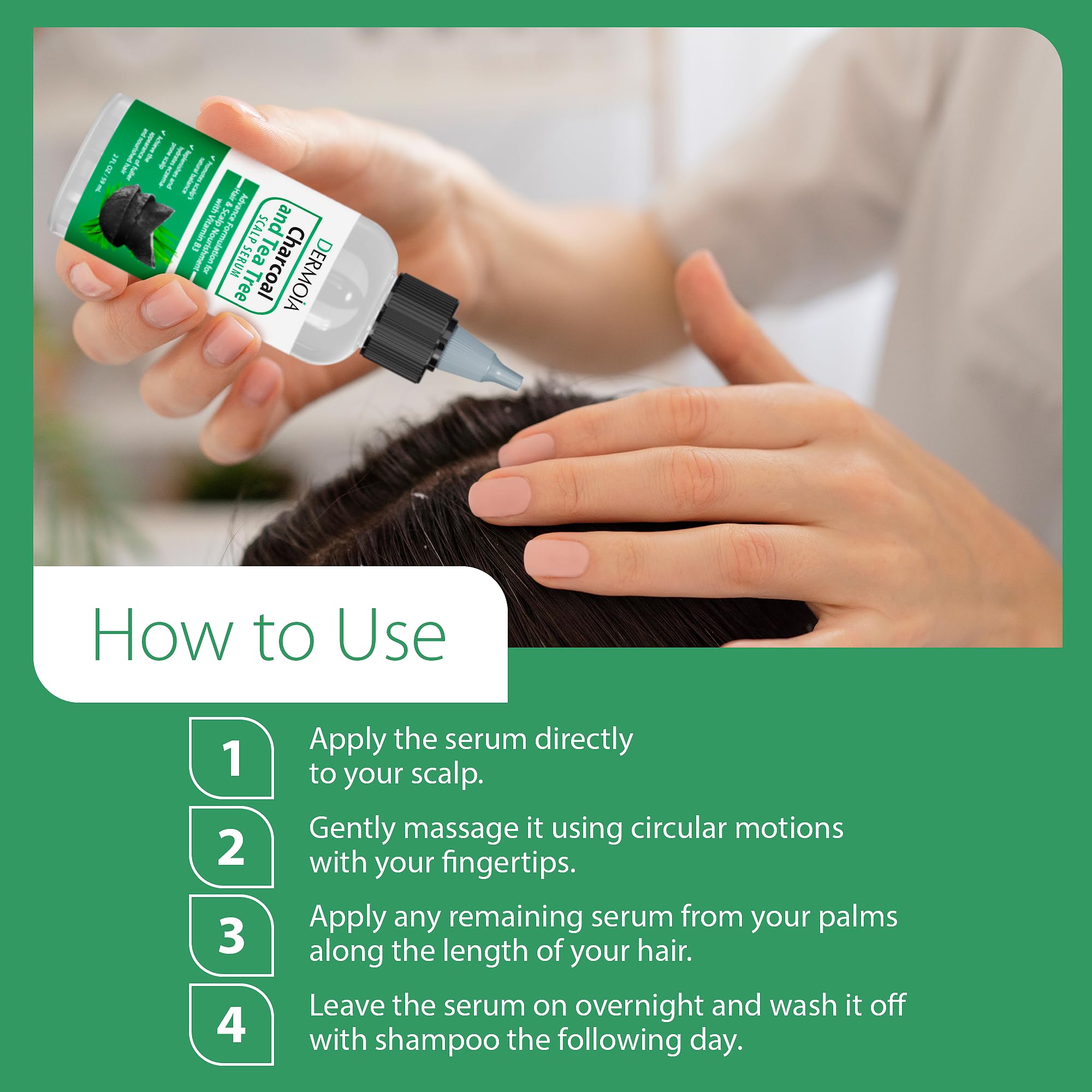DERMOIA Scalp Serum with Charcoal & Tea Tree – Fragrance-Free Scalp Moisturizer