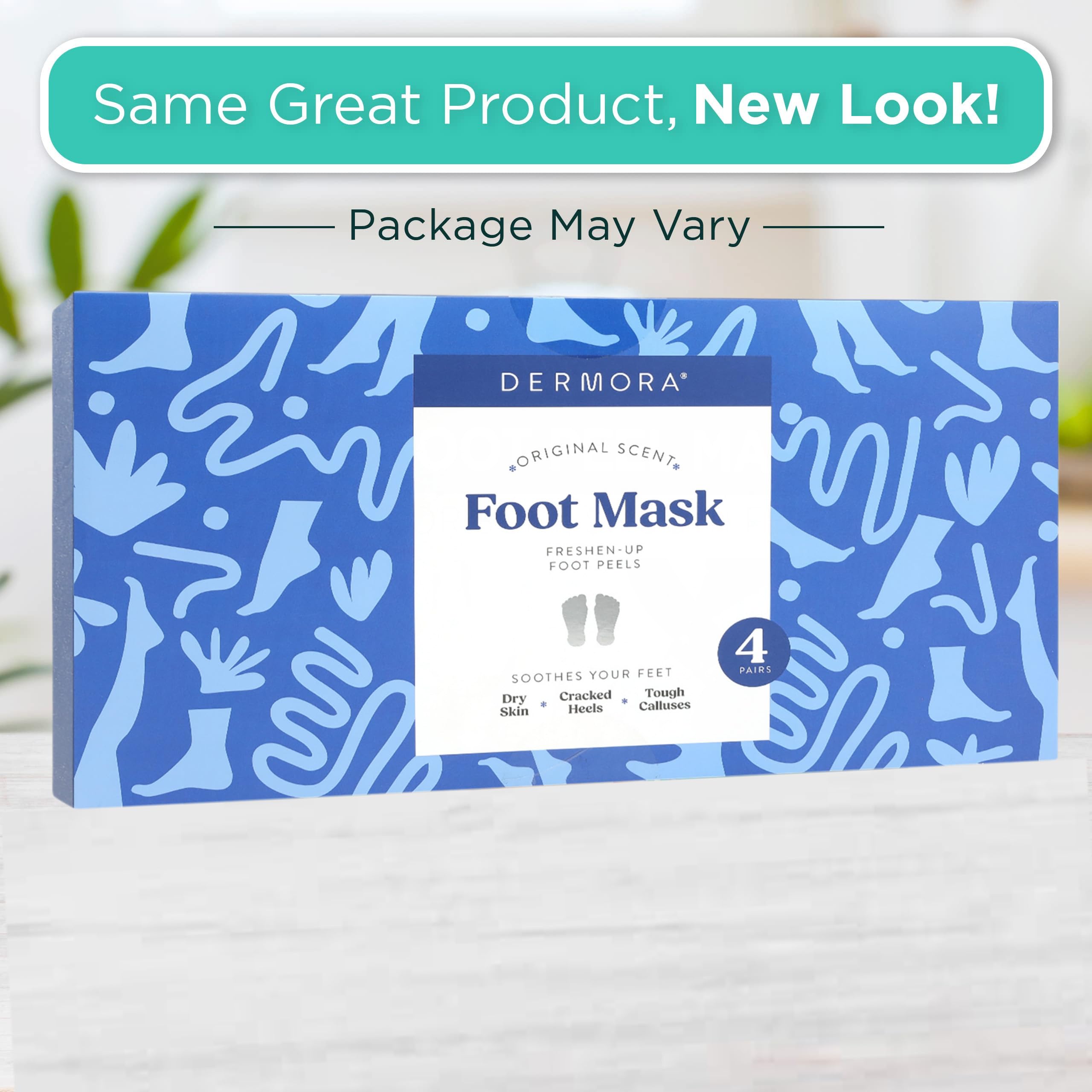 DERMORA Foot Peel Mask | Exfoliating Foot Masks for Soft Feet | Pack of 4 | Original Scent
