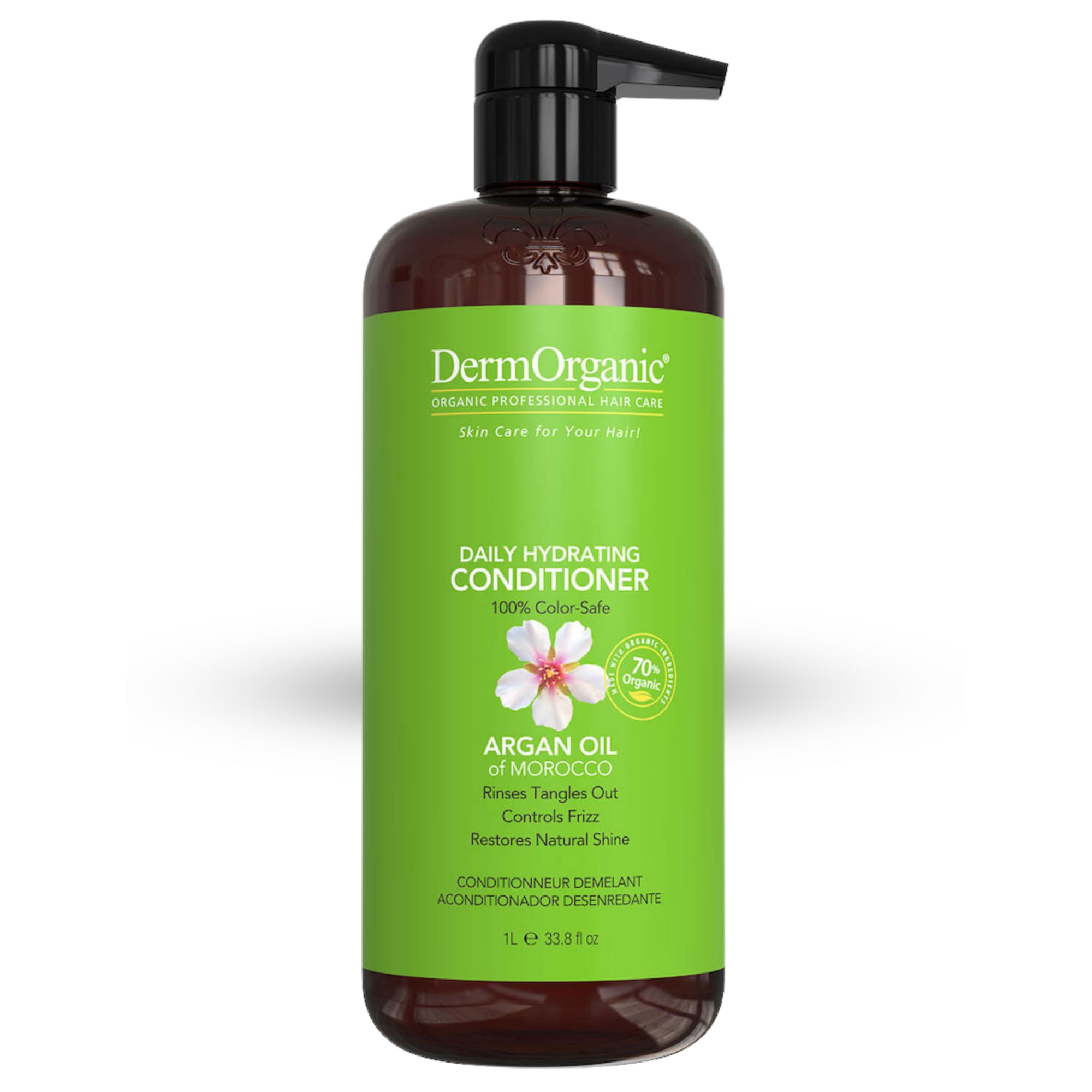 DermOrganic Daily Hydrating Conditioner for Dry Hair – 33.8 oz | Sulfate-Free Argan Oil Care