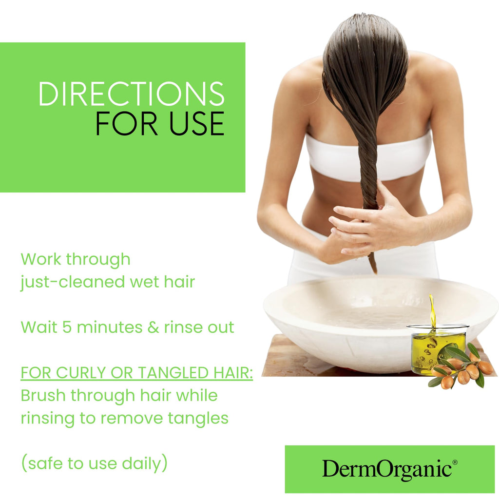 DermOrganic Daily Hydrating Conditioner for Dry Hair – 33.8 oz | Sulfate-Free Argan Oil Care