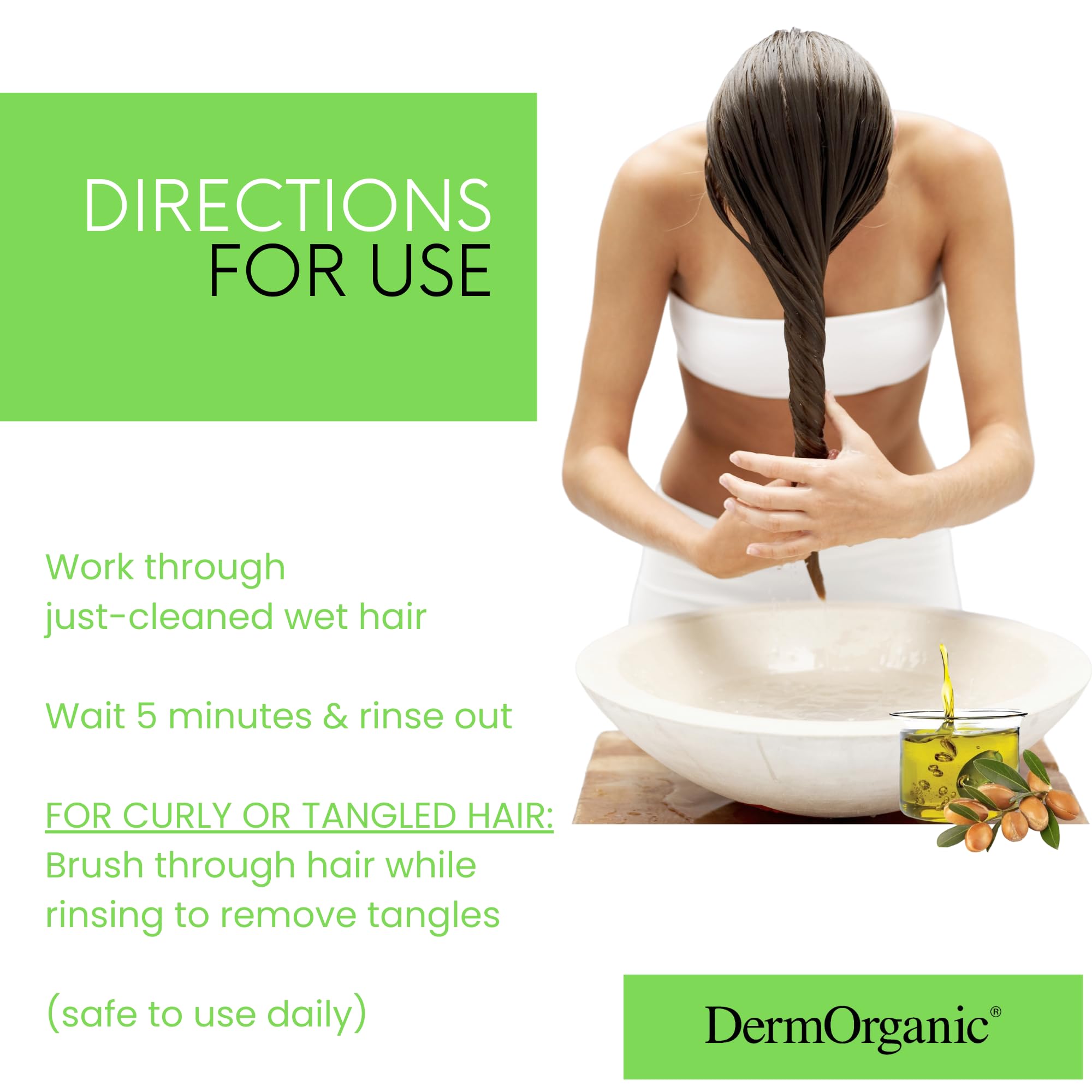 DermOrganic Daily Hydrating Conditioner for Dry Hair – 33.8 oz | Sulfate-Free Argan Oil Care