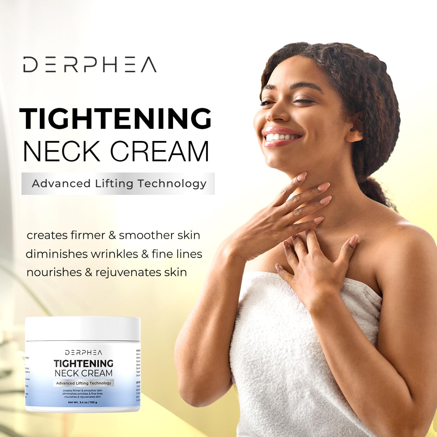 DERPHEA Neck Cream for Tightening & Firming – Advanced Neck Lift, 3.4 oz